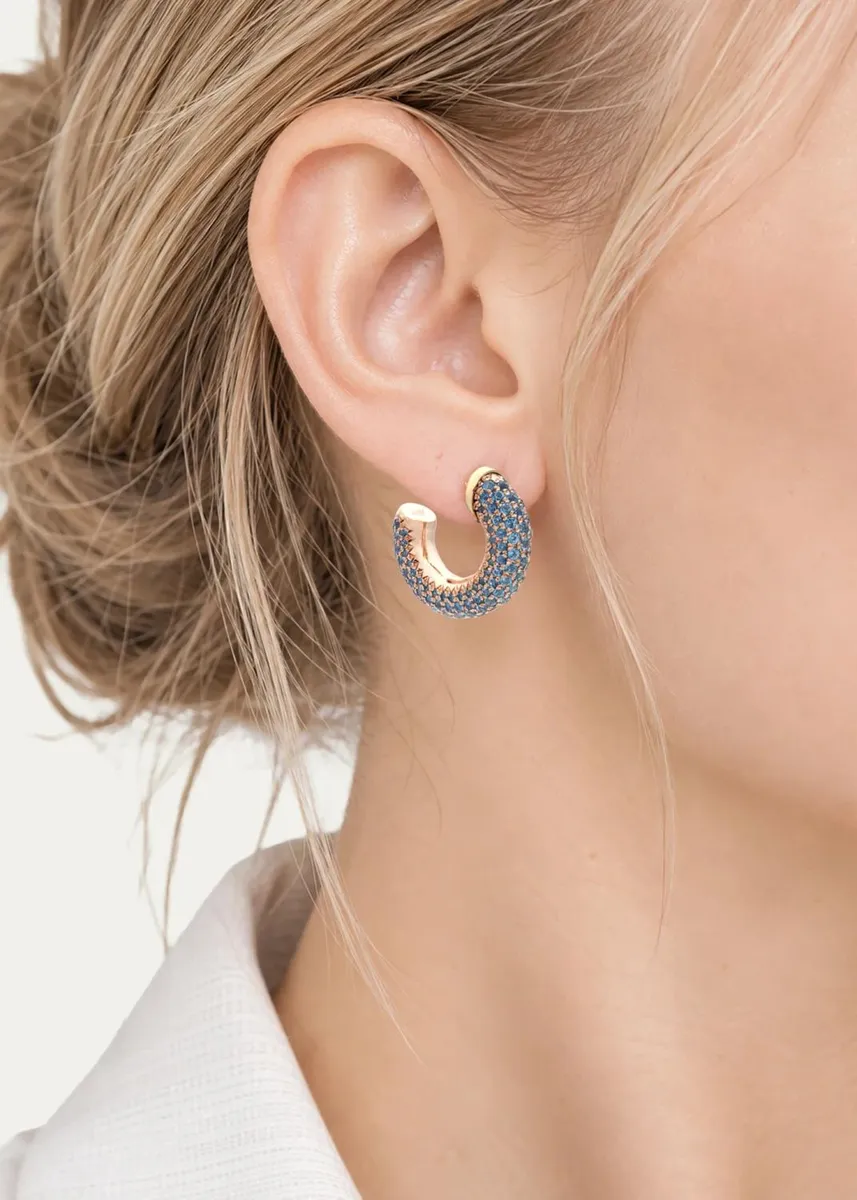 FARAONE MENNELLA by R.F.M.A.S. 18K Barbarella Hoop Earrings with Blue Topaz | Thumbnail 2