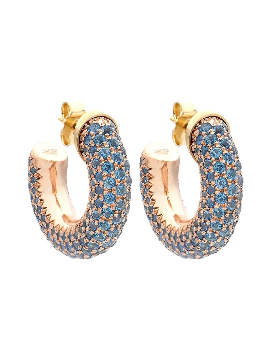 18K Barbarella Hoop Earrings with Blue Topaz
