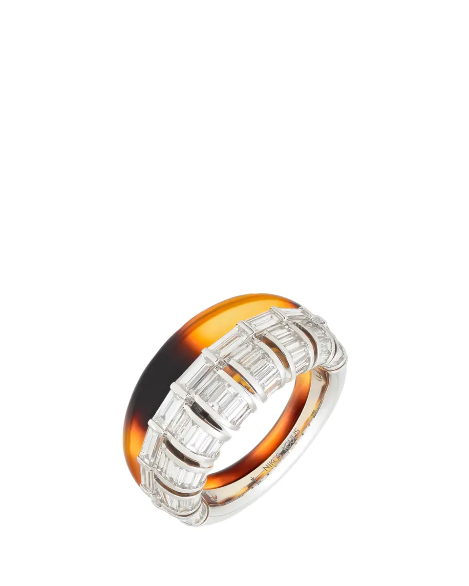 Nikos Koulis 18K White Gold Baguette Diamond 77 Ring | Thumbnail 2 Nikos Koulis 18K White Gold Baguette Diamond 77 Ring | Thumbnail 2
