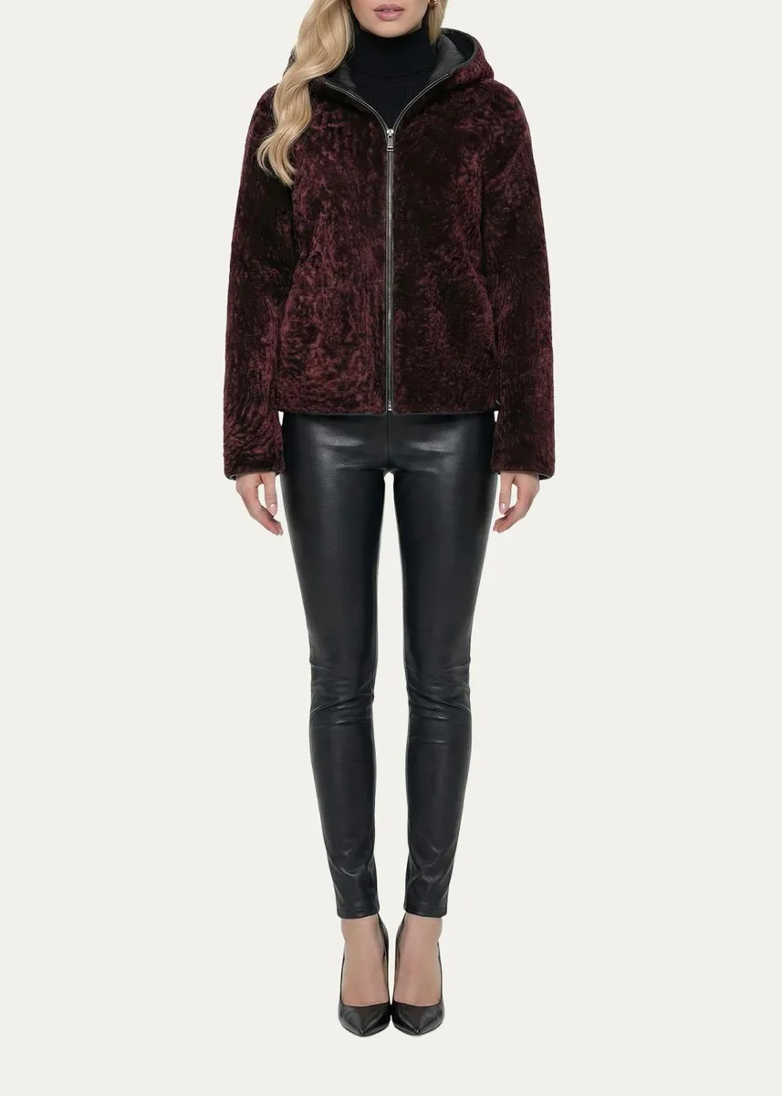 Gorski Textured Lamb Shearling Hooded Jacket | Thumbnail 2 Gorski Textured Lamb Shearling Hooded Jacket | Thumbnail 2
