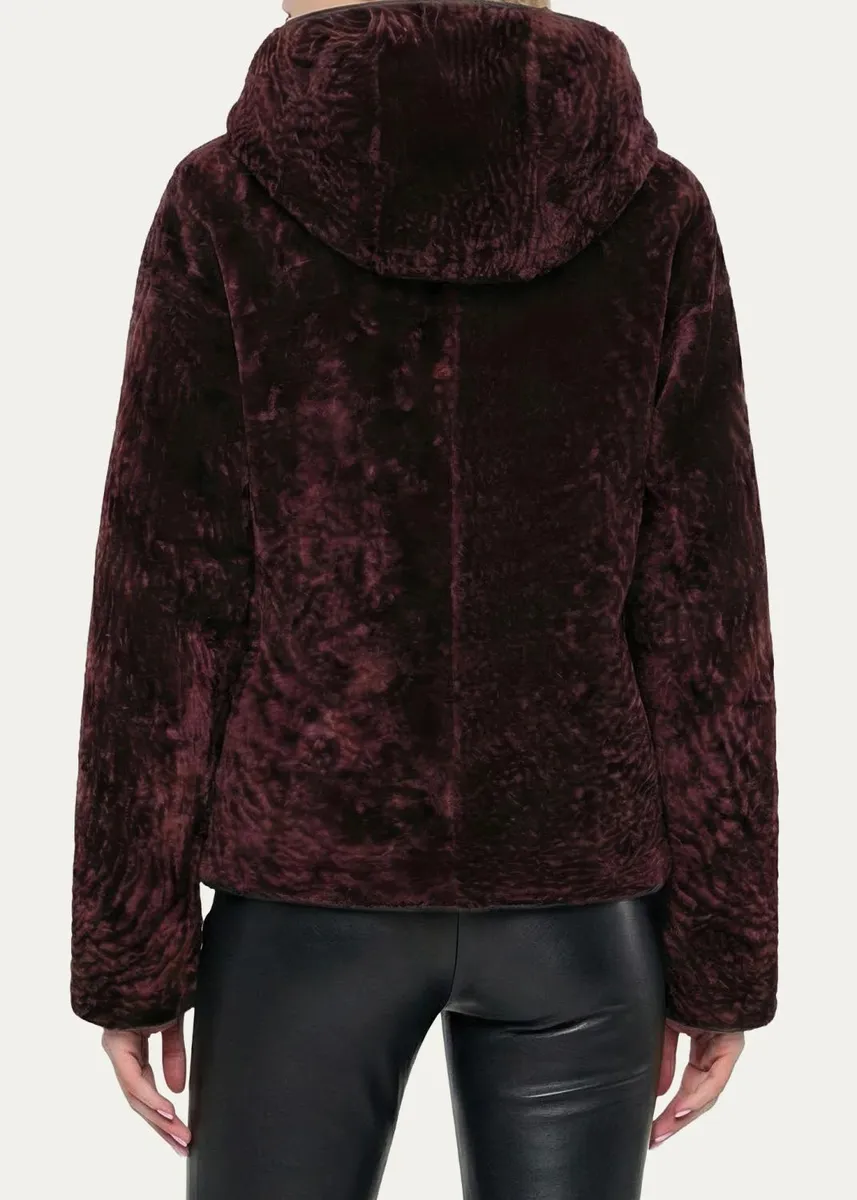 Gorski Textured Lamb Shearling Hooded Jacket | Thumbnail 3 Gorski Textured Lamb Shearling Hooded Jacket | Thumbnail 3