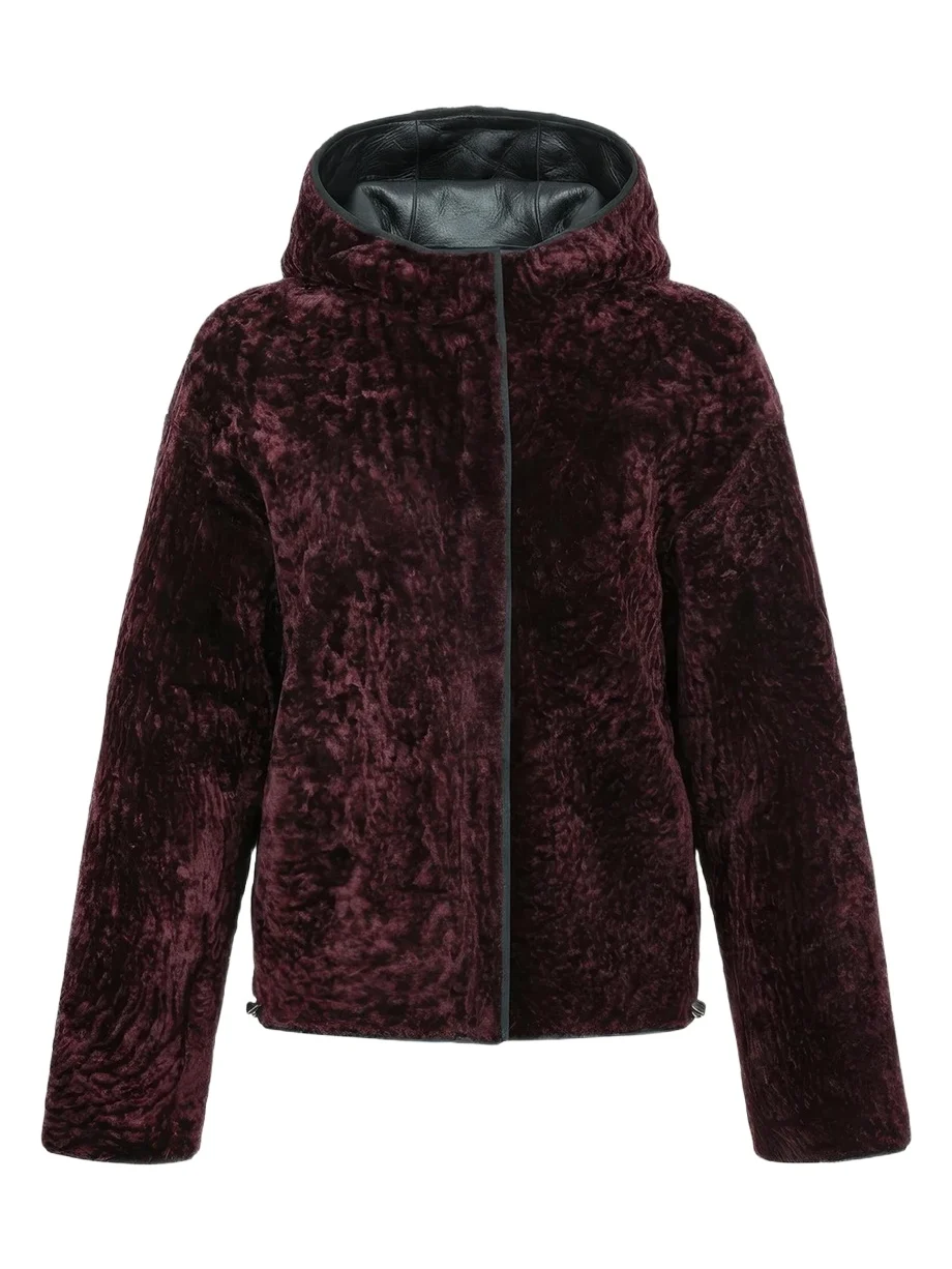 Gorski Textured Lamb Shearling Hooded Jacket