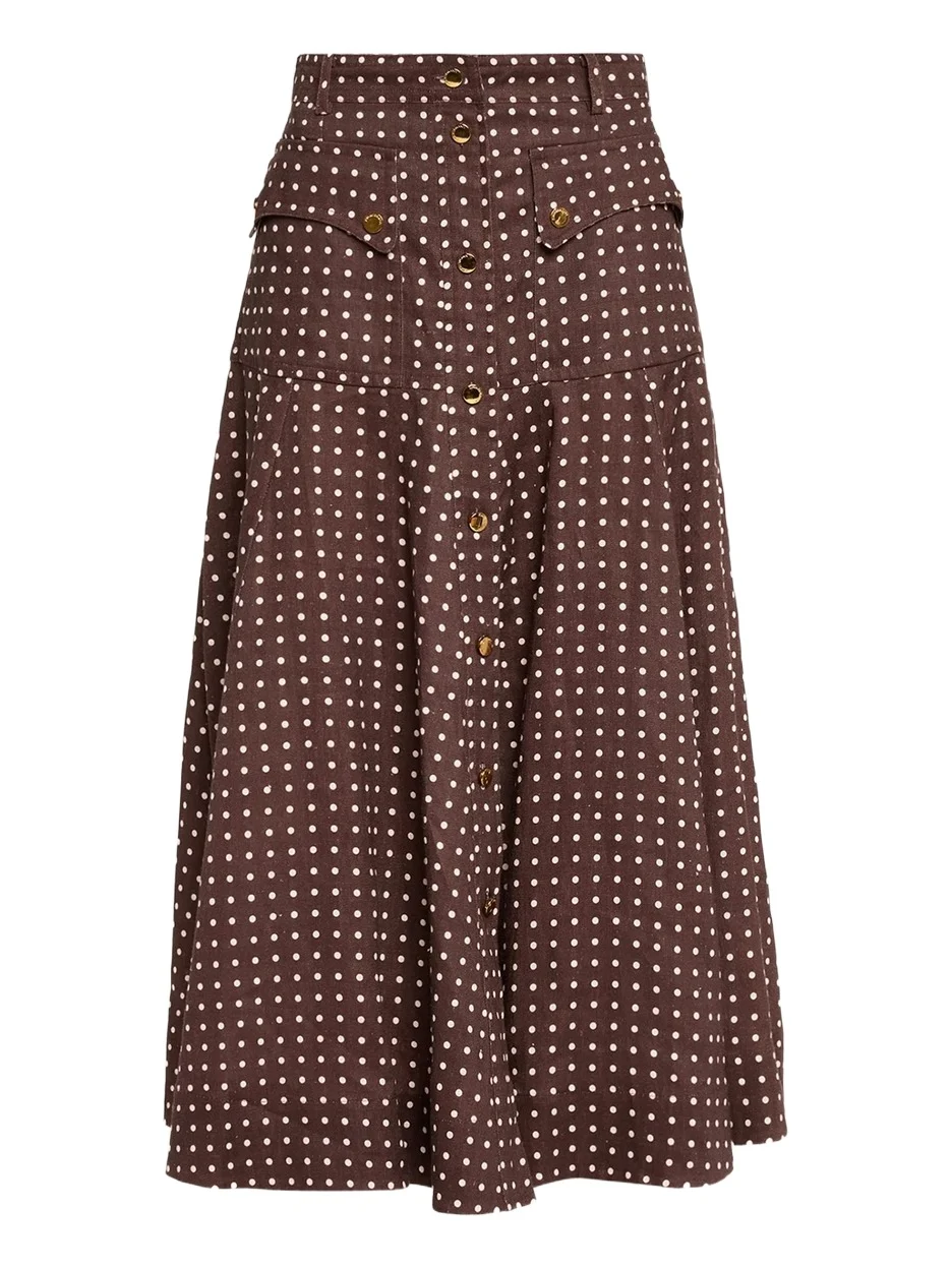 Cargo Linen Midi Skirt