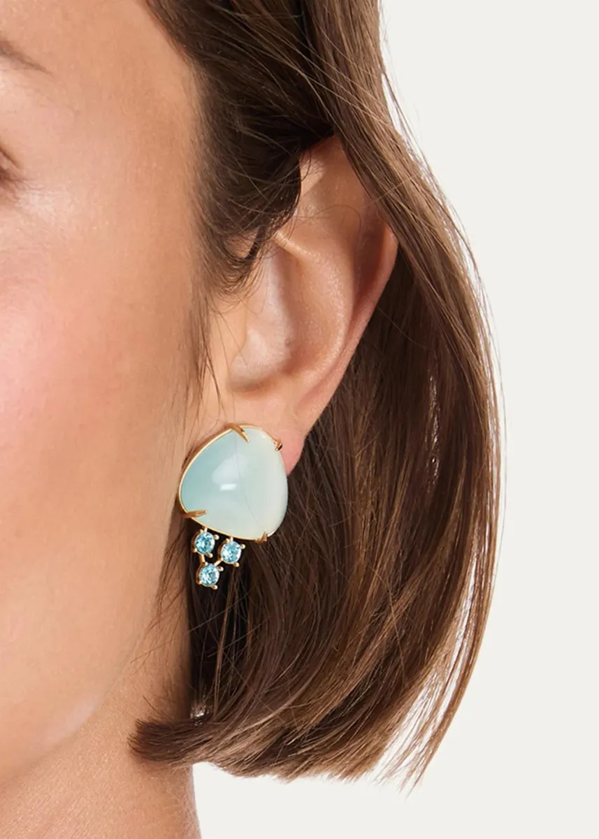 Oscar de la Renta Cabochon Stud Crystal Earrings | Thumbnail 2