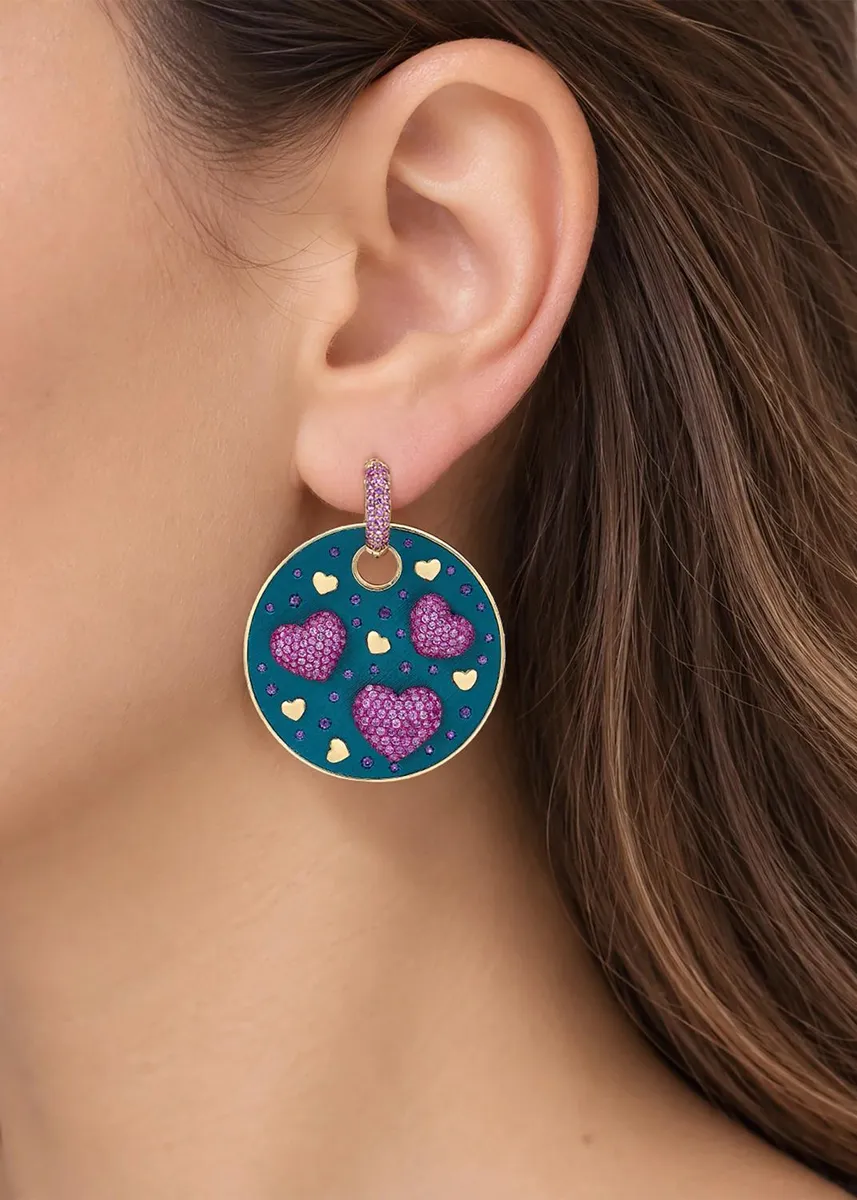 FARAONE MENNELLA by R.F.M.A.S. Amore Mediterraneo 18K Yellow Gold Pink Sapphire Drop Earrings | Thumbnail 2 FARAONE MENNELLA by R.F.M.A.S. Amore Mediterraneo 18K Yellow Gold Pink Sapphire Drop Earrings | Thumbnail 2