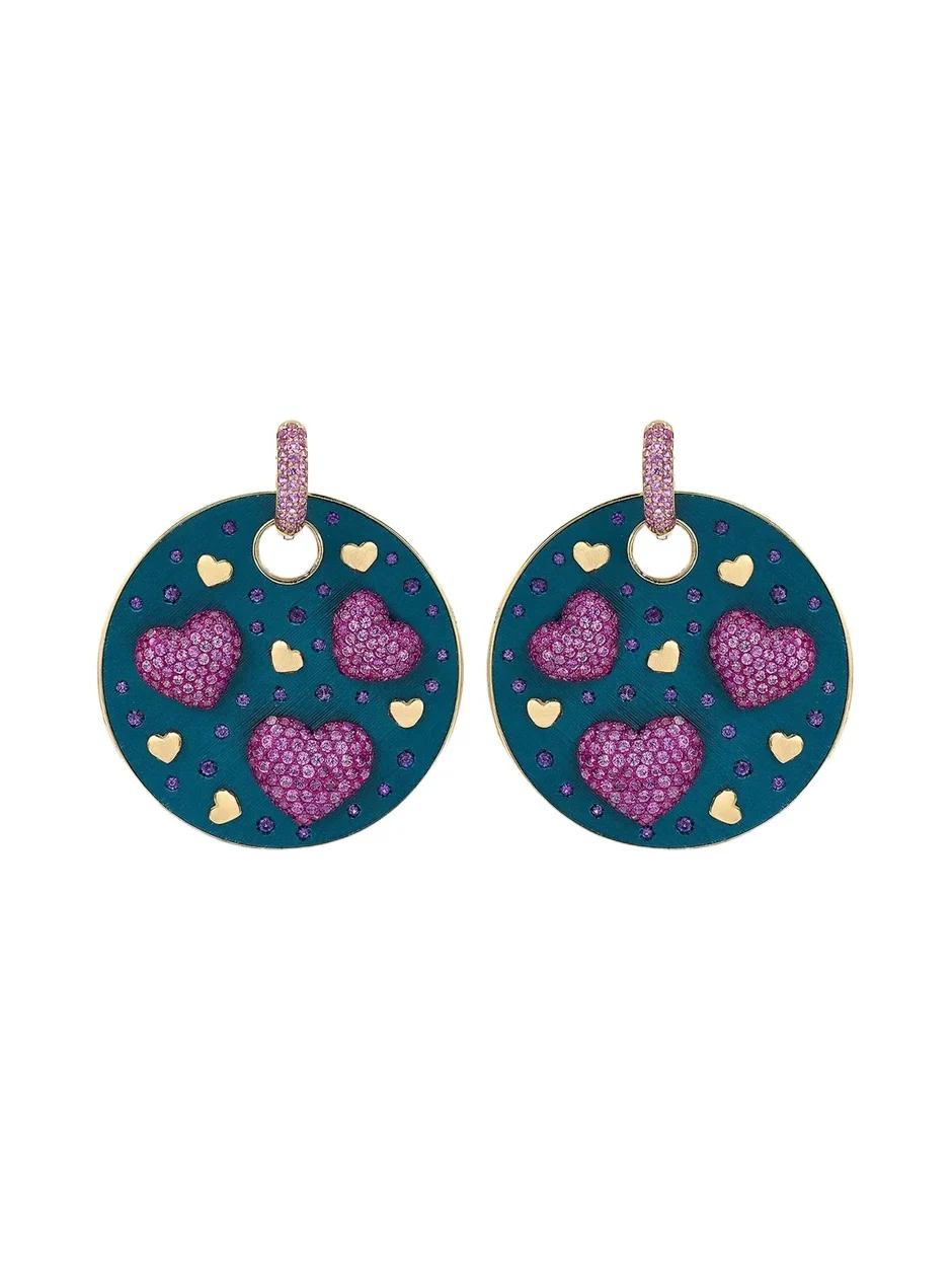 Amore Mediterraneo 18K Yellow Gold Pink Sapphire Drop Earrings