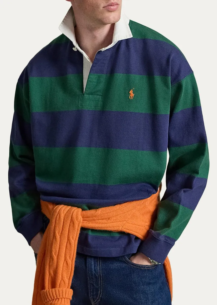 Polo Ralph Lauren Men's Big Fit Striped Jersey Rugby Shirt | Thumbnail 2 Polo Ralph Lauren Men's Big Fit Striped Jersey Rugby Shirt | Thumbnail 2