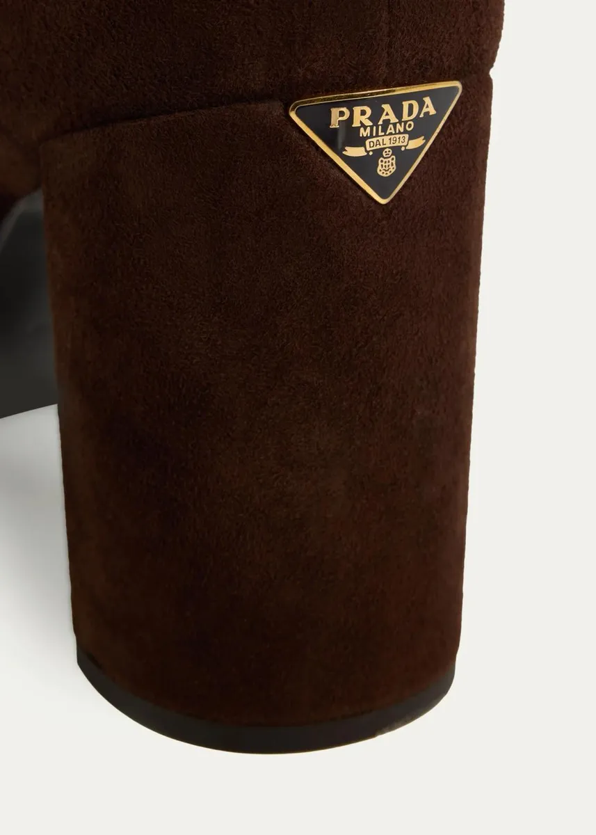 Prada 85mm Triangle Logo Suede Ankle Boots | Thumbnail 5 Prada 85mm Triangle Logo Suede Ankle Boots | Thumbnail 5