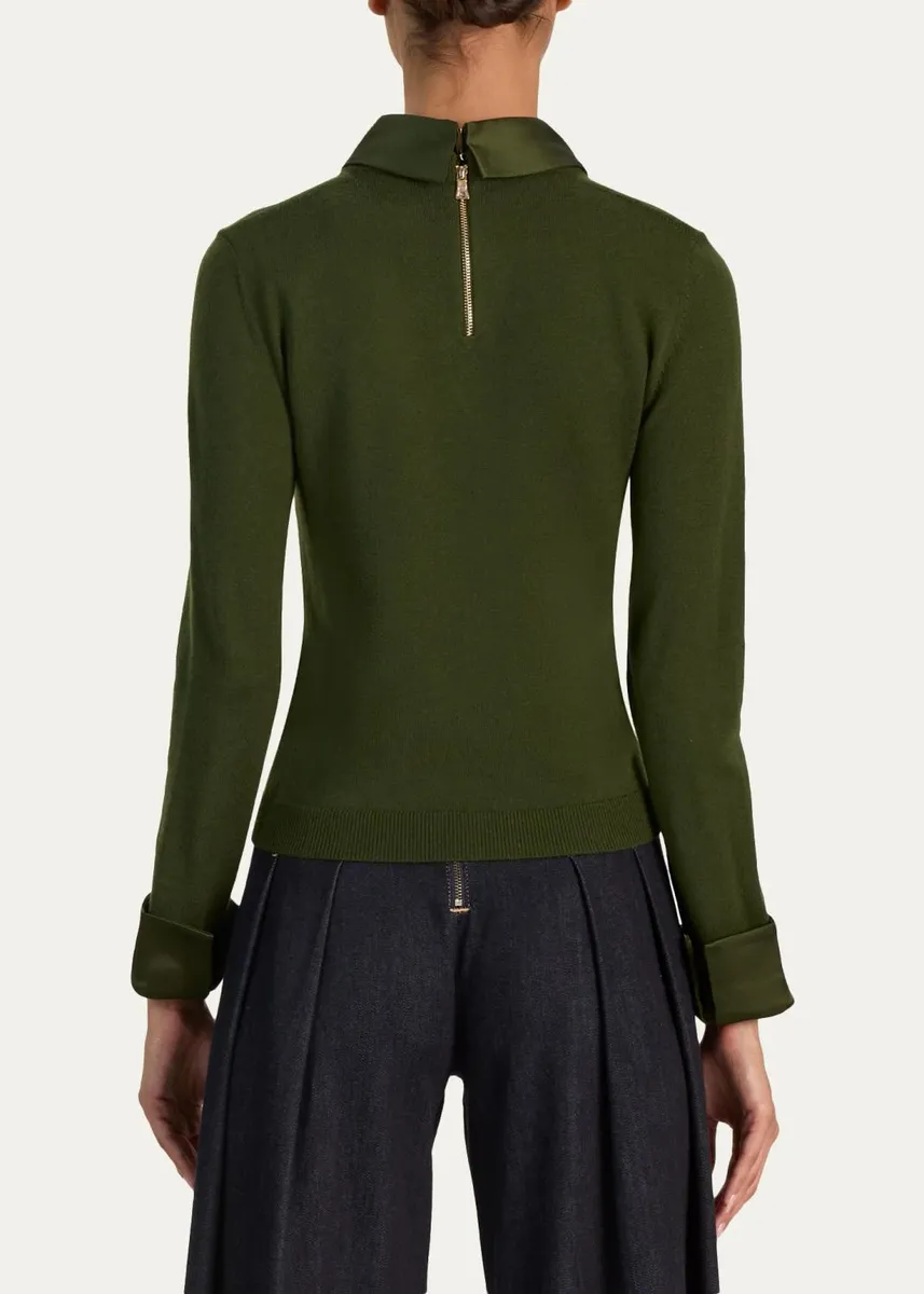 Alice + Olivia Porla Wool-Blend Spread-Collar Sweater | Thumbnail 3 Alice + Olivia Porla Wool-Blend Spread-Collar Sweater | Thumbnail 3