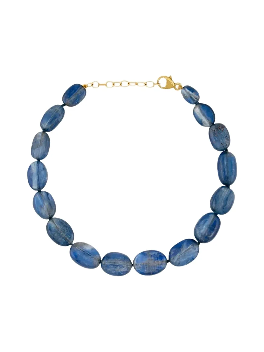 14K Yellow Gold & Kyanite Beaded Bracelet