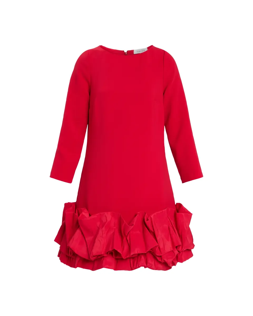 Rickie Freeman for Teri Jon Ruffle-Hem Crepe Mini Dress | Thumbnail 2 Rickie Freeman for Teri Jon Ruffle-Hem Crepe Mini Dress | Thumbnail 2