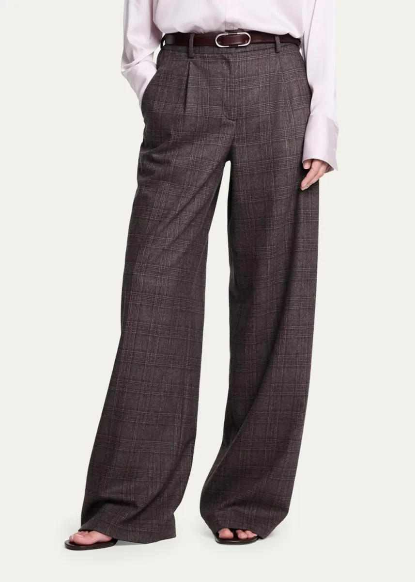TWP Hudson Checked Pleated Straight-Leg Pants | Thumbnail 4 TWP Hudson Checked Pleated Straight-Leg Pants | Thumbnail 4