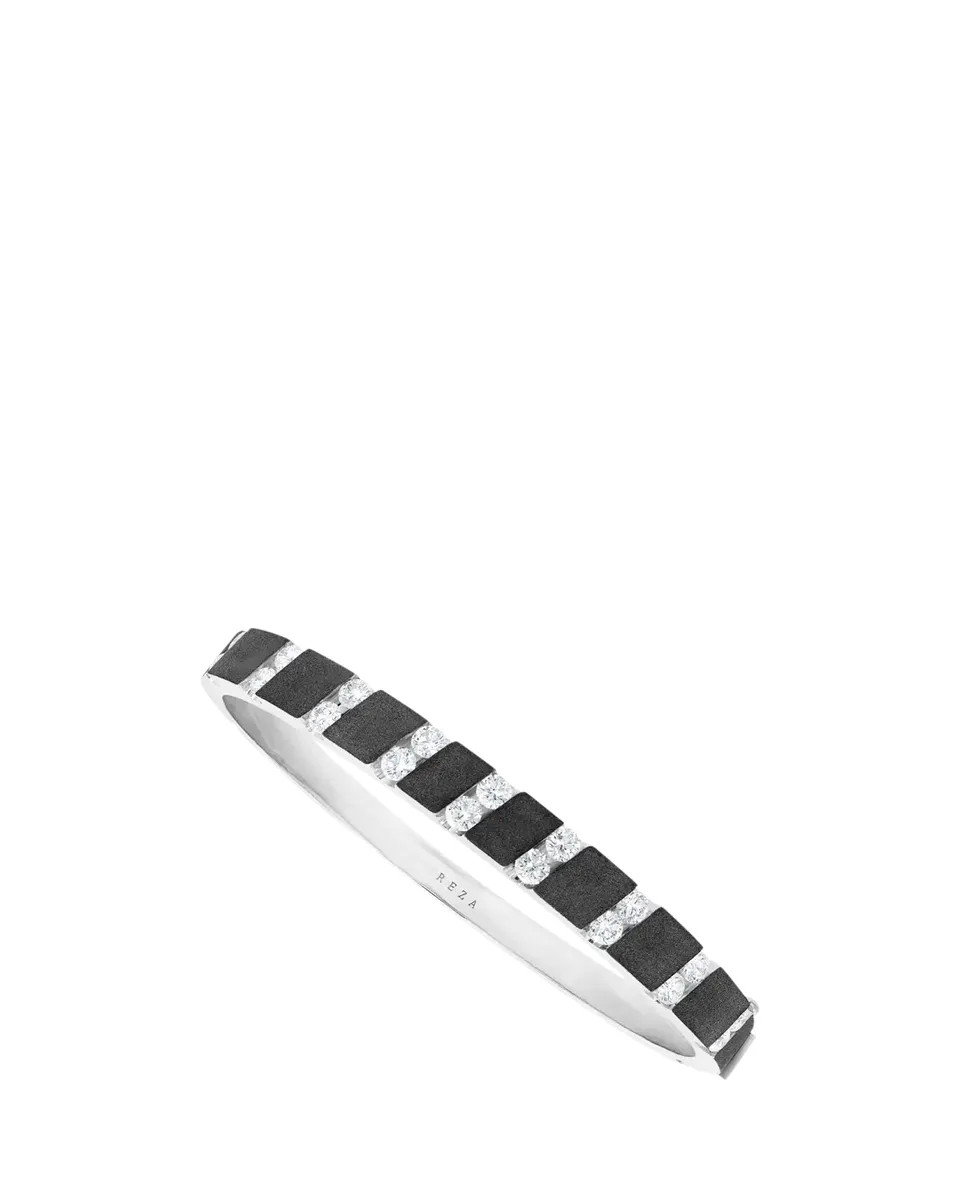 Reza Nexus Blackened 18K White Gold Alternating Diamond Bangle | Thumbnail 2