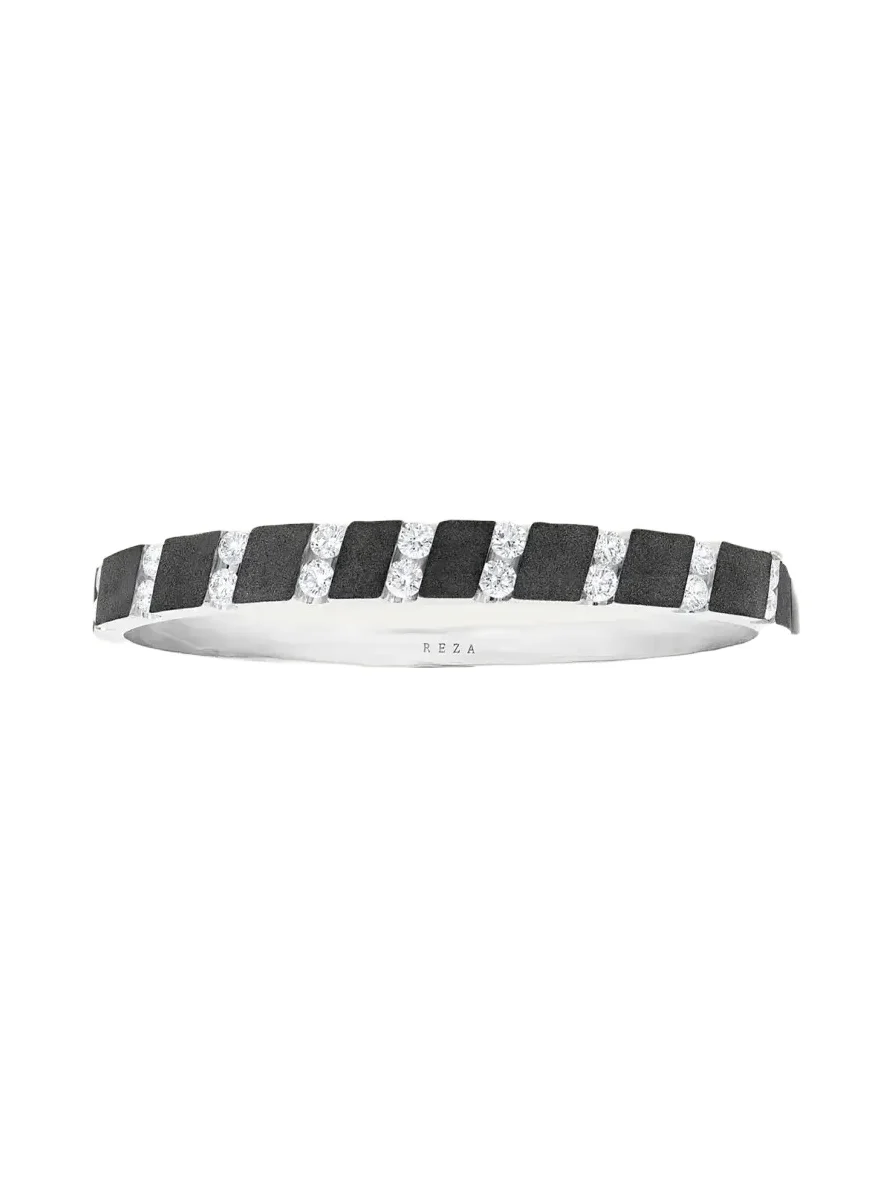 Nexus Blackened 18K White Gold Alternating Diamond Bangle
