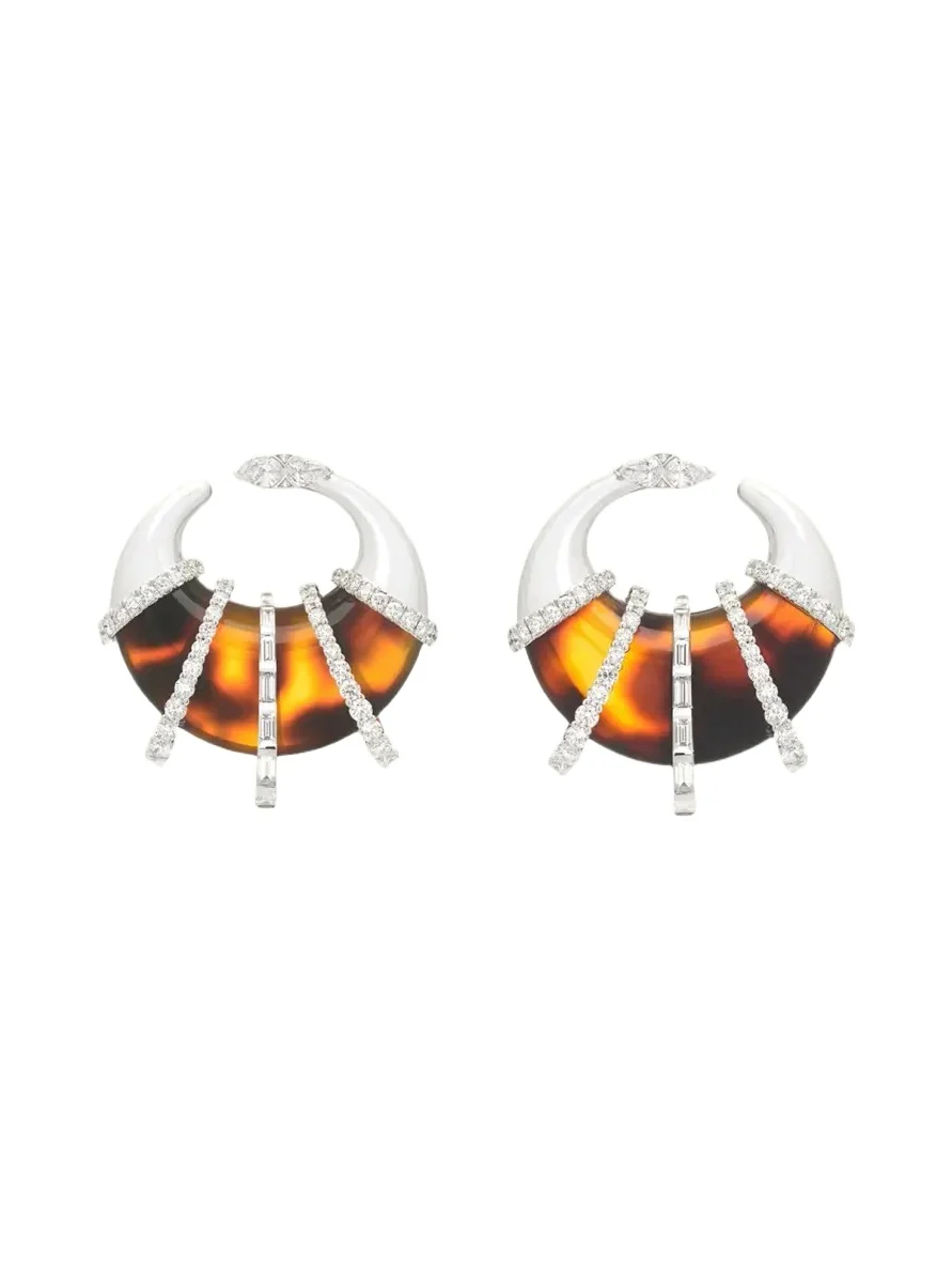 Nikos Koulis 18K White Gold Mixed-Cut Diamond 77 Hoop Earrings