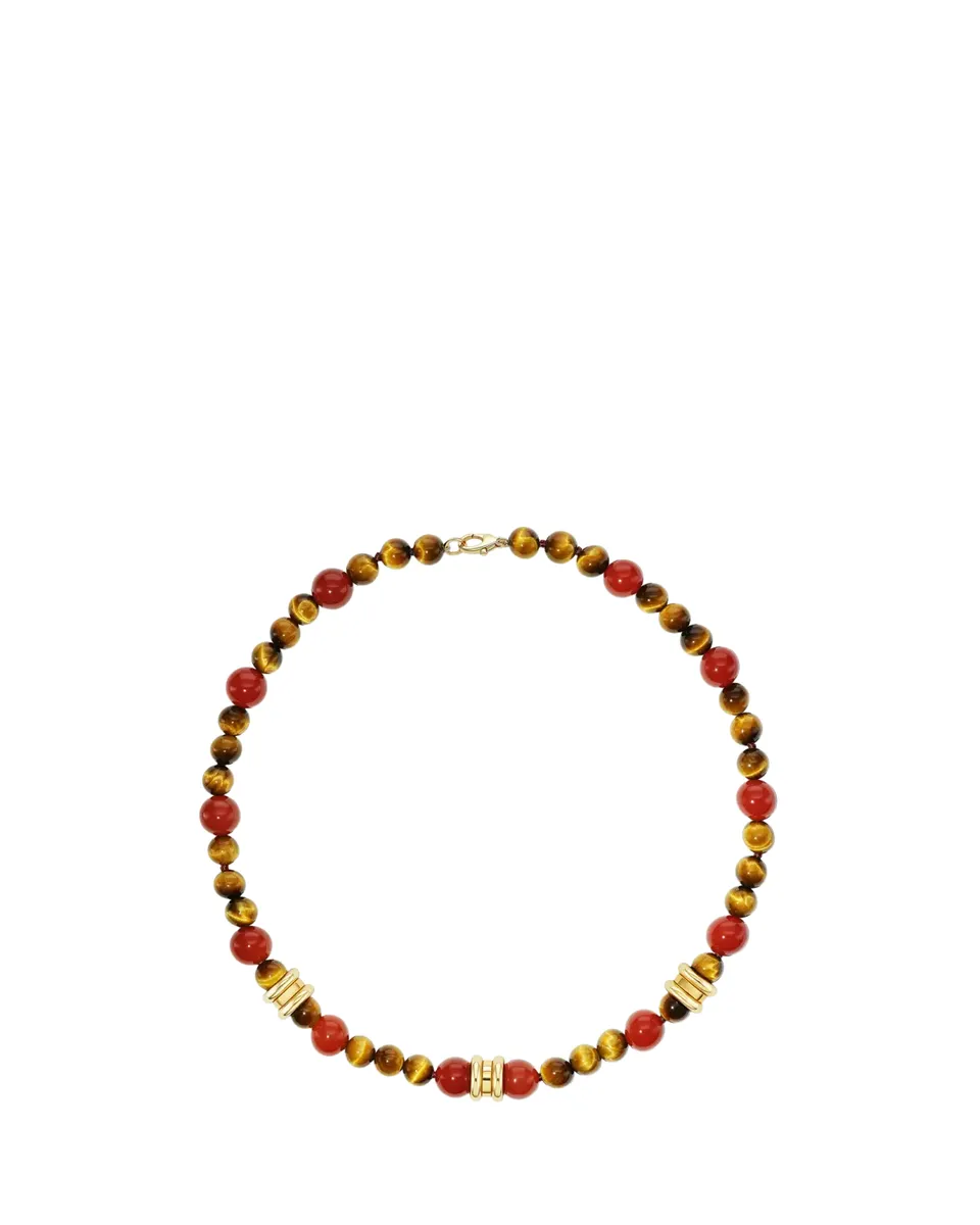 GRACE WINFREY Napa 18K Carnelian and Tiger's Eye Beaded Necklace | Thumbnail 2 GRACE WINFREY Napa 18K Carnelian and Tiger's Eye Beaded Necklace | Thumbnail 2