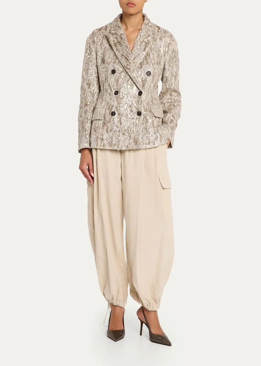Brunello Cucinelli Cotton-Cashmere Corduroy Baggy Wide-Leg Cargo Pants | Thumbnail 2
