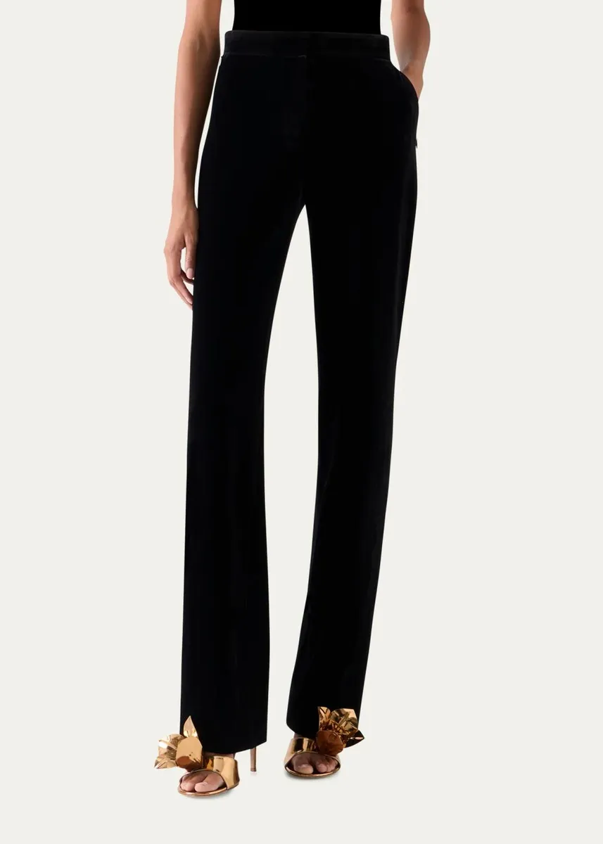 Akris Carl Velvet Jersey Straight-Leg Pants | Thumbnail 4 Akris Carl Velvet Jersey Straight-Leg Pants | Thumbnail 4