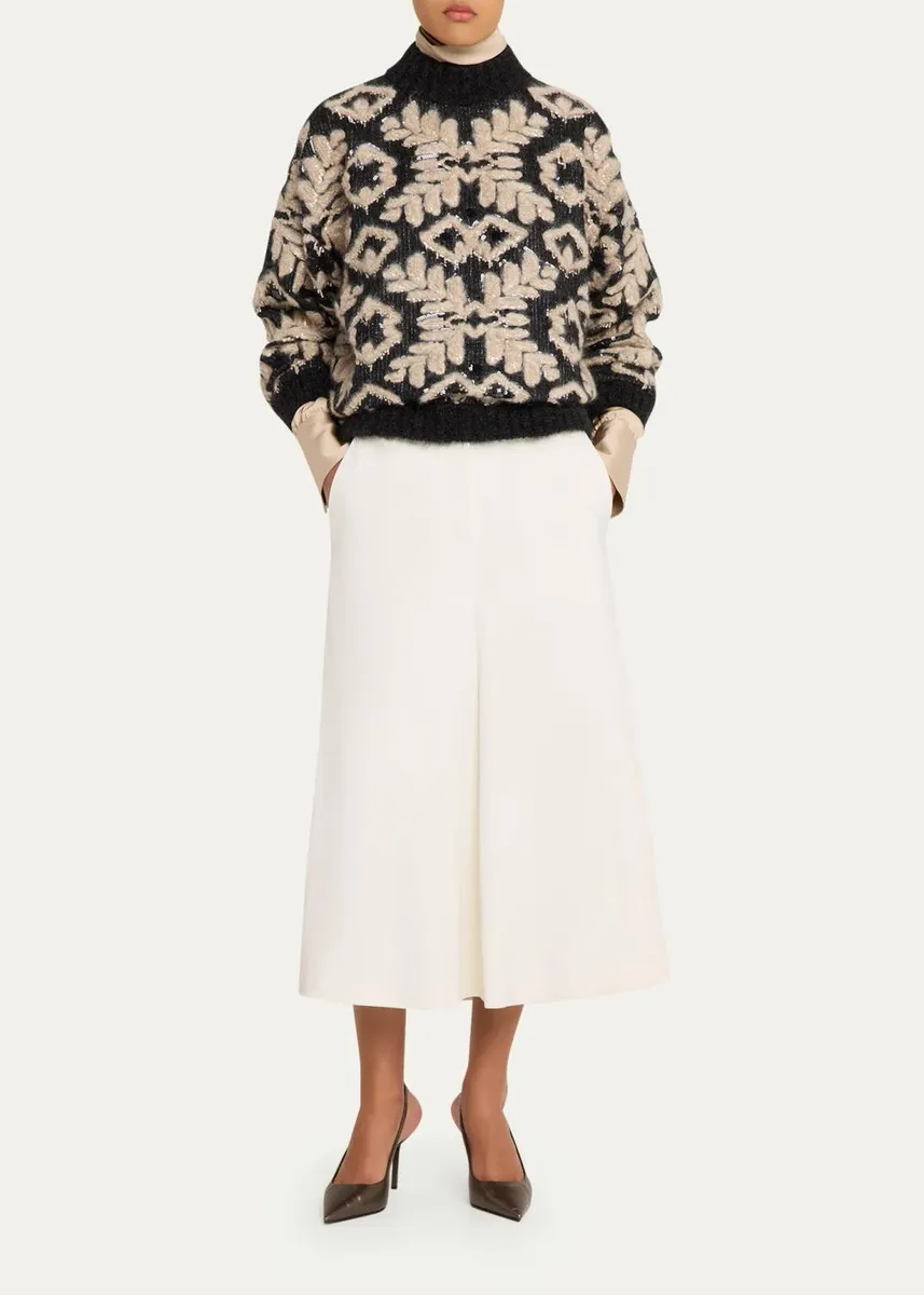 Brunello Cucinelli Couture Wool Gabardine A-Line Midi Skirt | Thumbnail 2 Brunello Cucinelli Couture Wool Gabardine A-Line Midi Skirt | Thumbnail 2