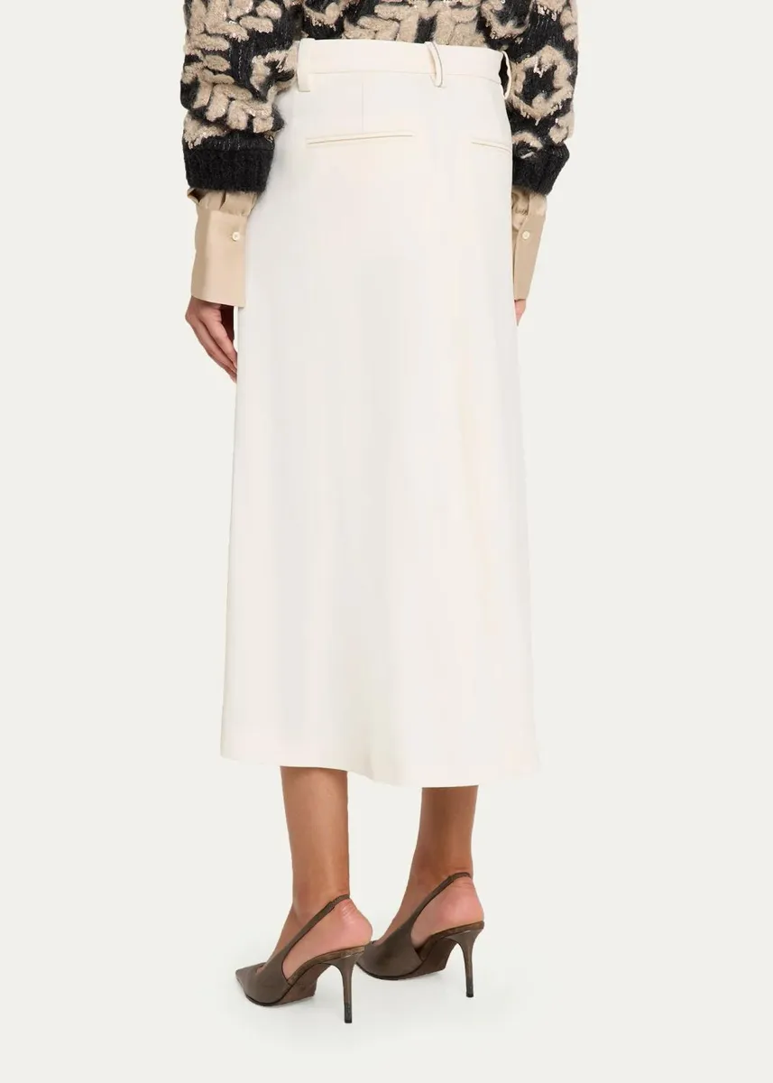 Brunello Cucinelli Couture Wool Gabardine A-Line Midi Skirt | Thumbnail 3 Brunello Cucinelli Couture Wool Gabardine A-Line Midi Skirt | Thumbnail 3