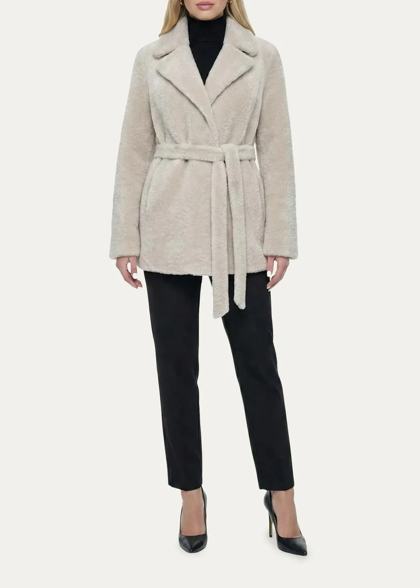 Gorski Select Textured Shearling Lamb Belted Jacket | Thumbnail 2 Gorski Select Textured Shearling Lamb Belted Jacket | Thumbnail 2