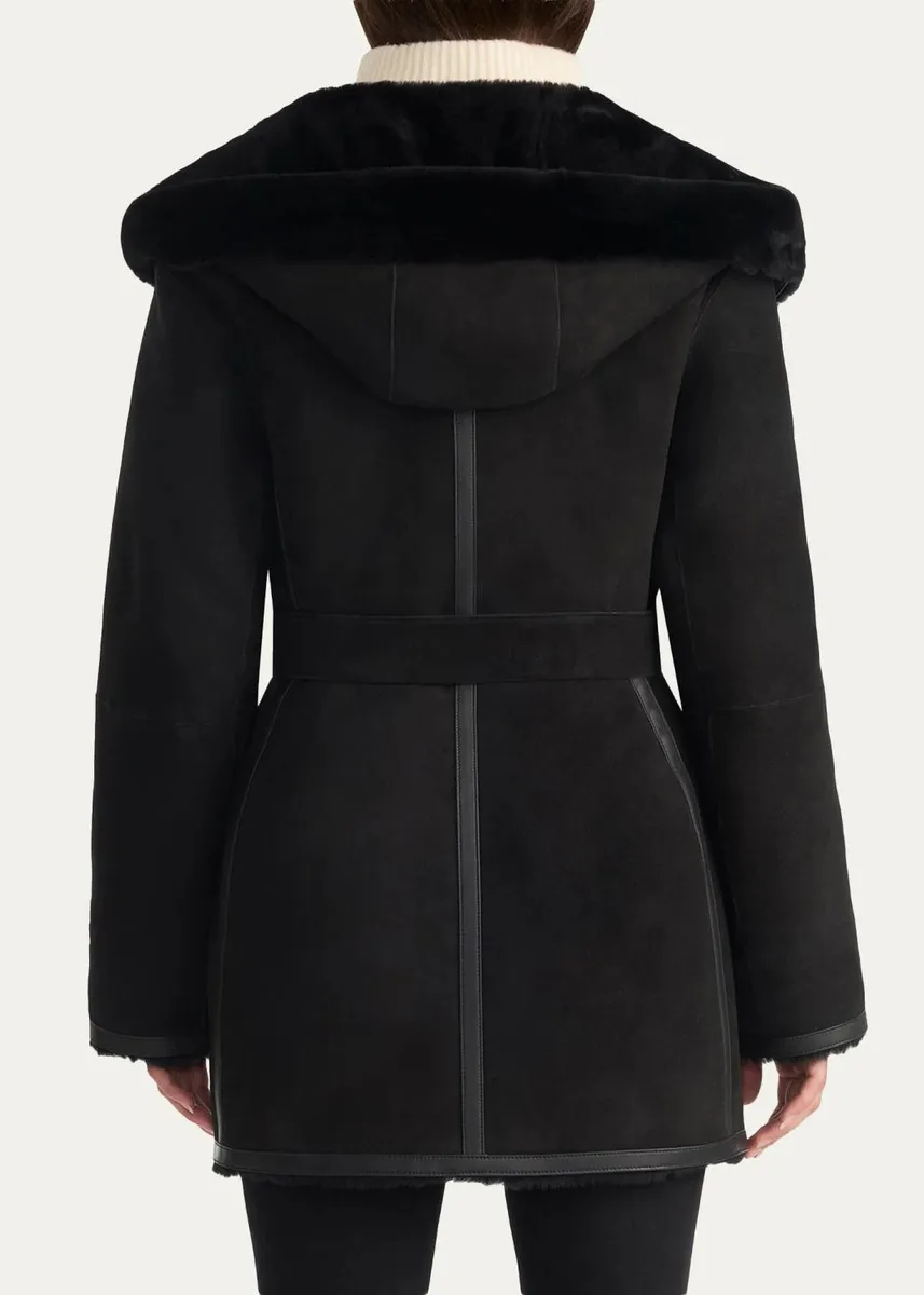 Mackage Valencia Suede and Shearling Reversible Wrap Coat | Thumbnail 3
