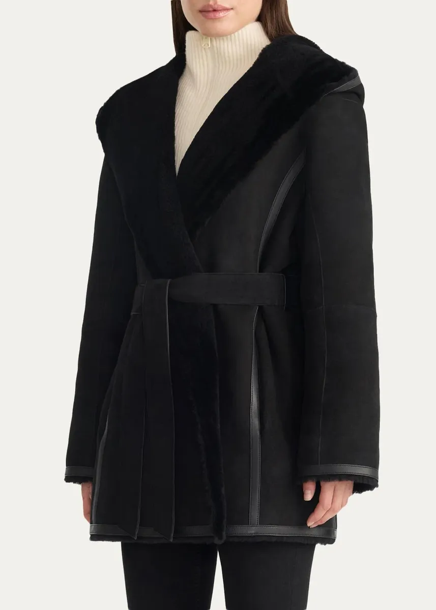 Mackage Valencia Suede and Shearling Reversible Wrap Coat | Thumbnail 4