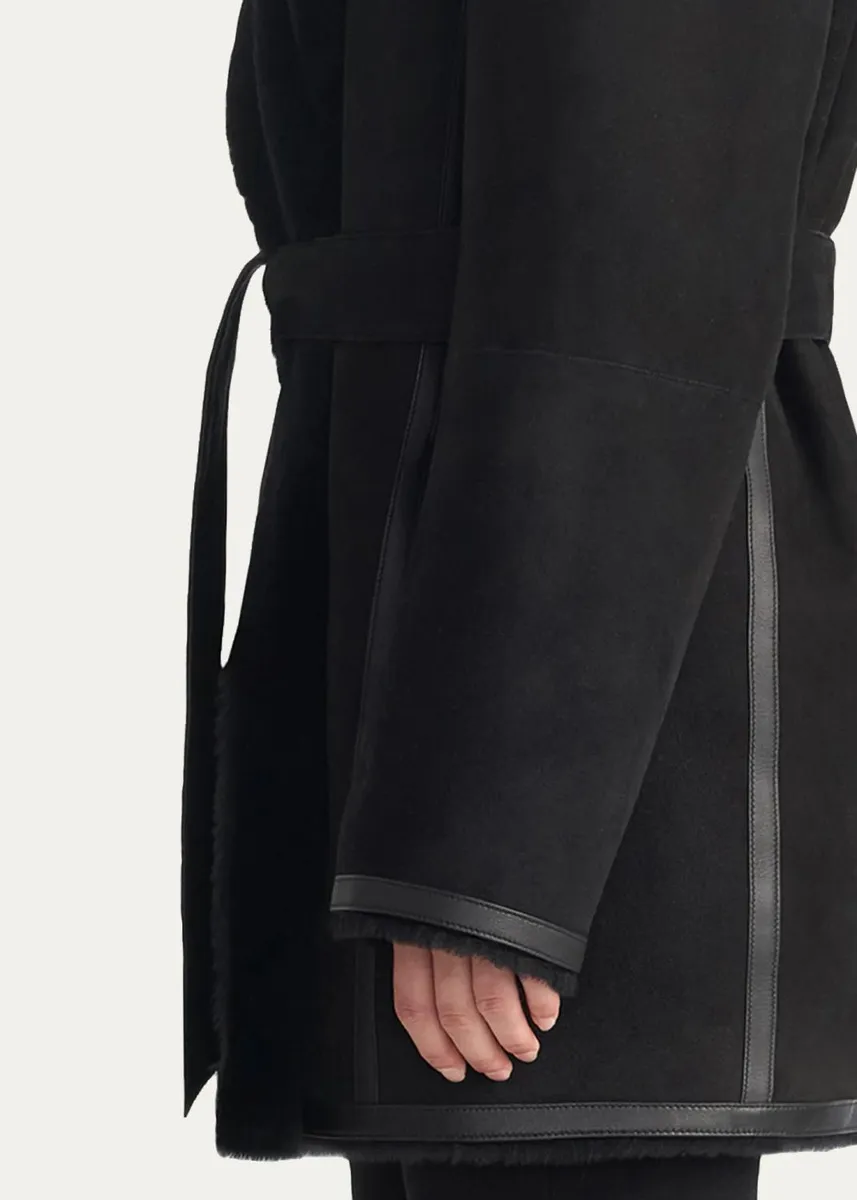 Mackage Valencia Suede and Shearling Reversible Wrap Coat | Thumbnail 5
