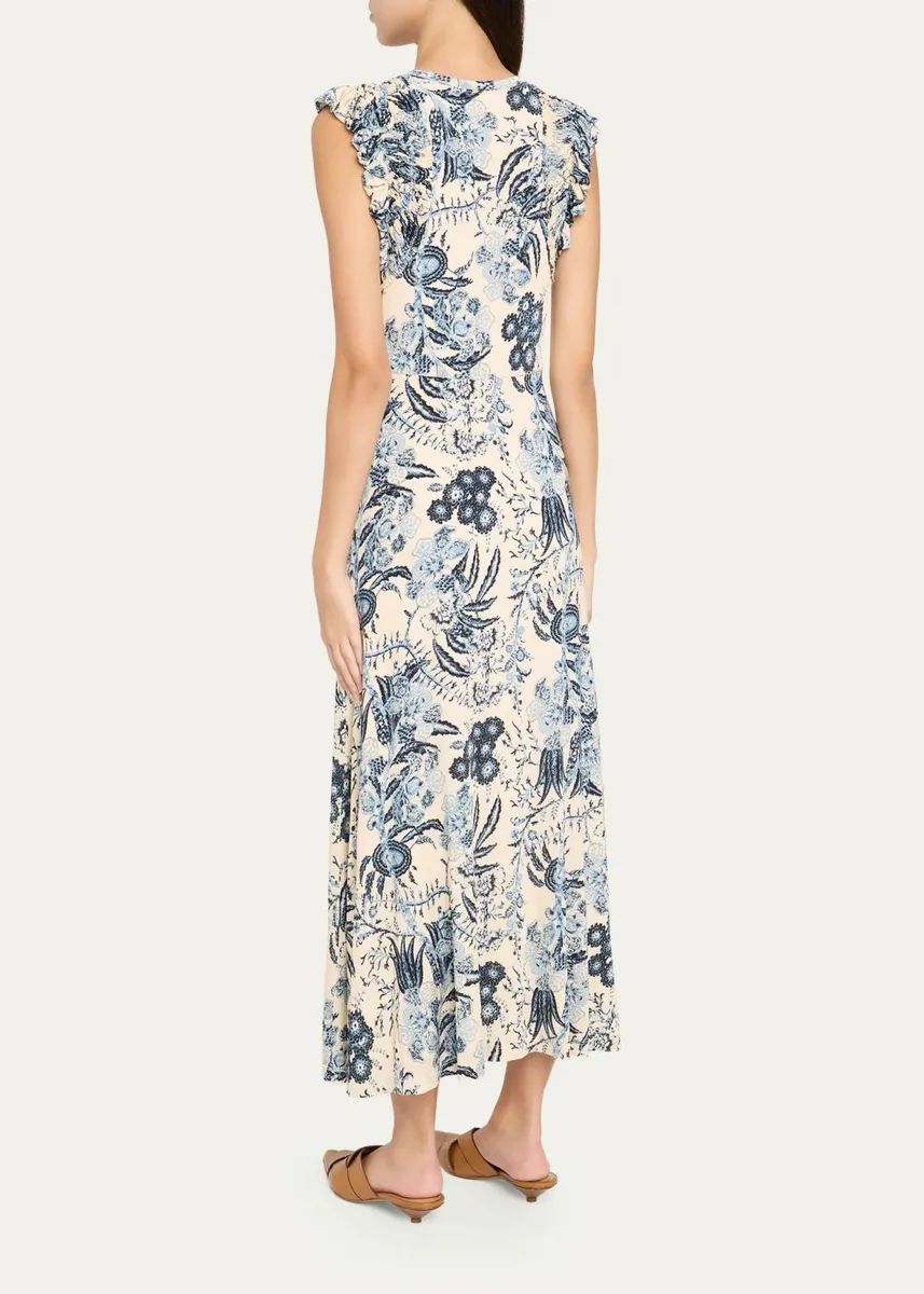 Ulla Johnson Valentine Floral Flutter-Sleeve Midi Dress | Thumbnail 3 Ulla Johnson Valentine Floral Flutter-Sleeve Midi Dress | Thumbnail 3