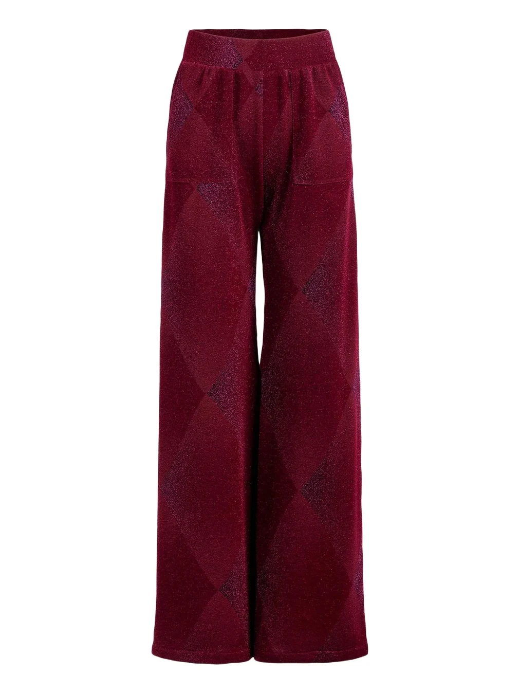 Silvia Tcherassi Colbie Metallic Diamond Velvet Wide-Leg Pants