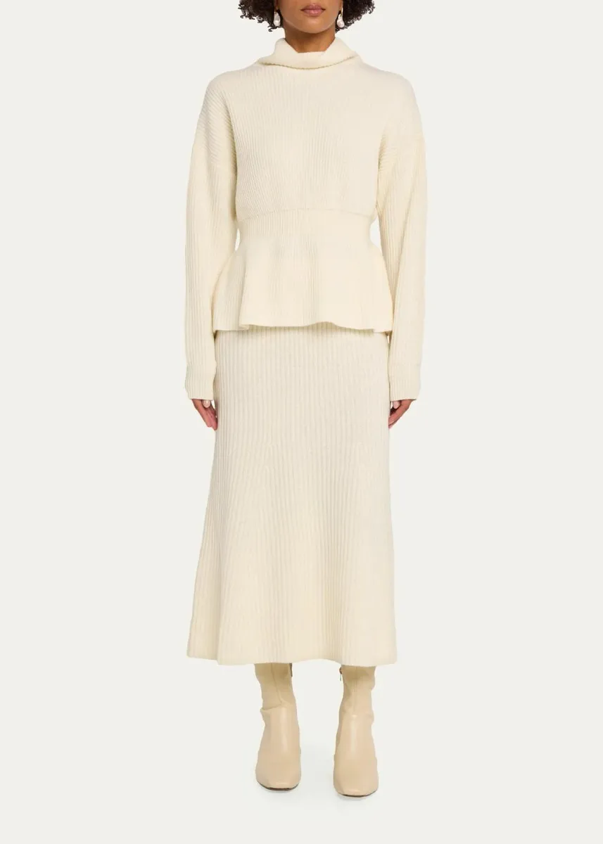 Theory Felted Wool Rib-Knit Midi Skirt | Thumbnail 2 Theory Felted Wool Rib-Knit Midi Skirt | Thumbnail 2
