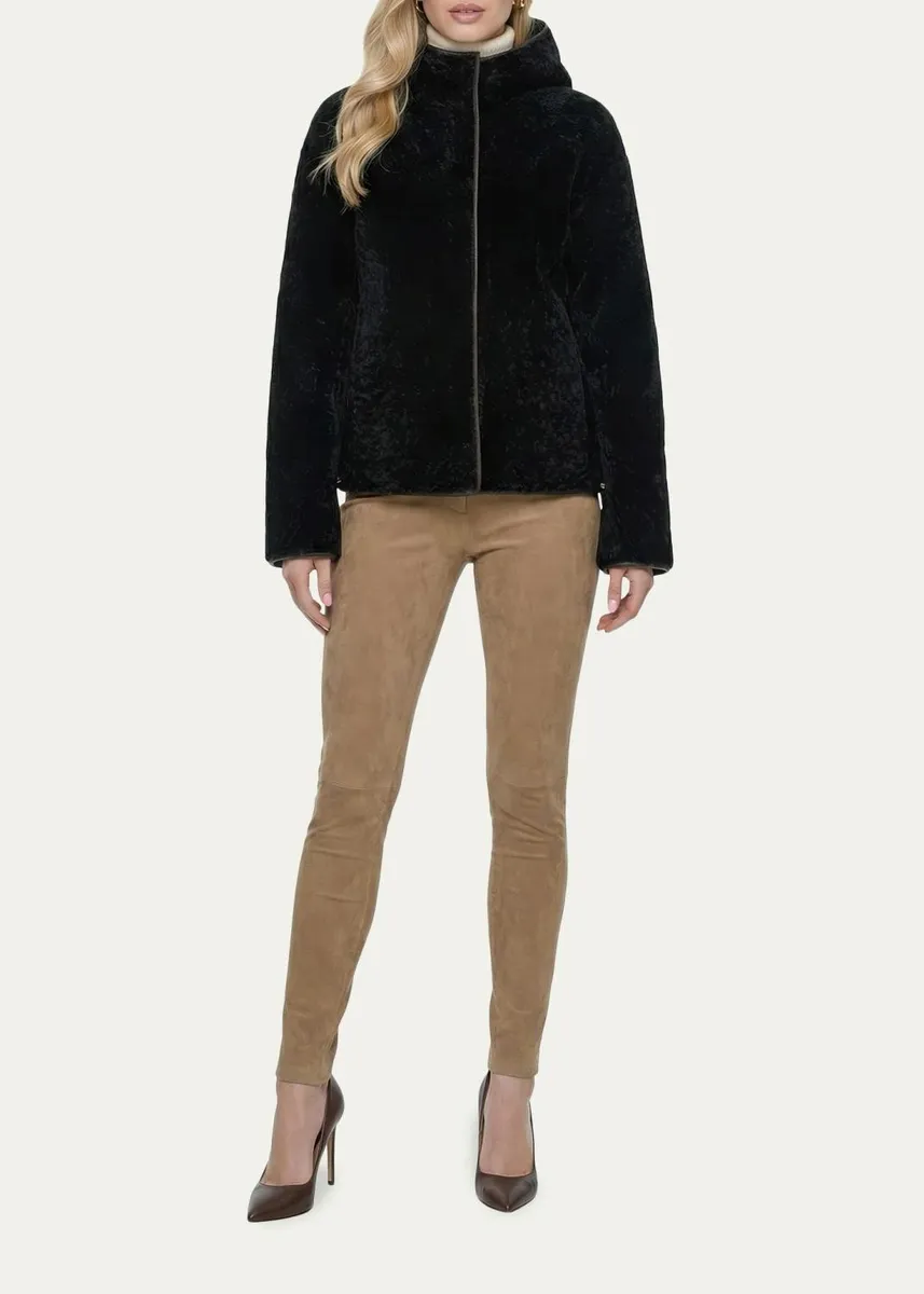 Gorski Textured Lamb Shearling Hooded Jacket | Thumbnail 2 Gorski Textured Lamb Shearling Hooded Jacket | Thumbnail 2