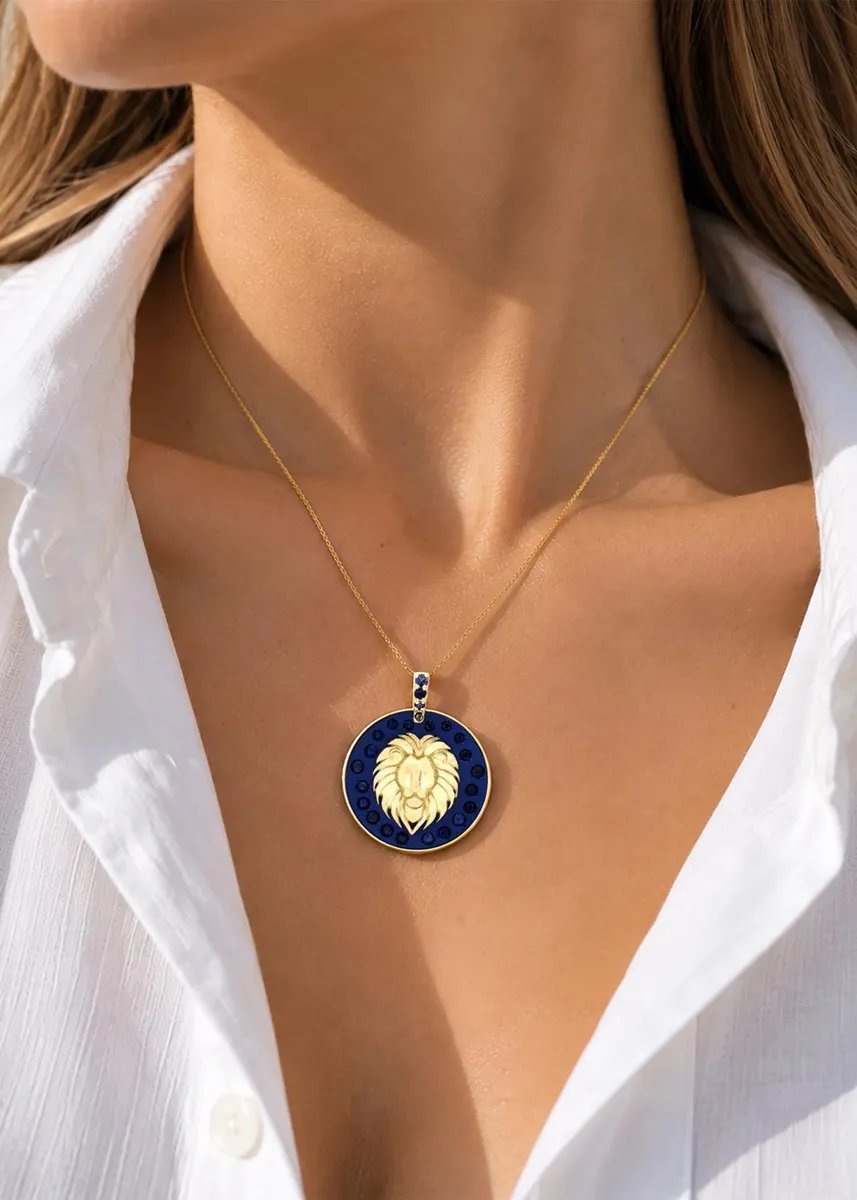 FARAONE MENNELLA by R.F.M.A.S. 18K LEO Necklace with Sapphires | Thumbnail 2