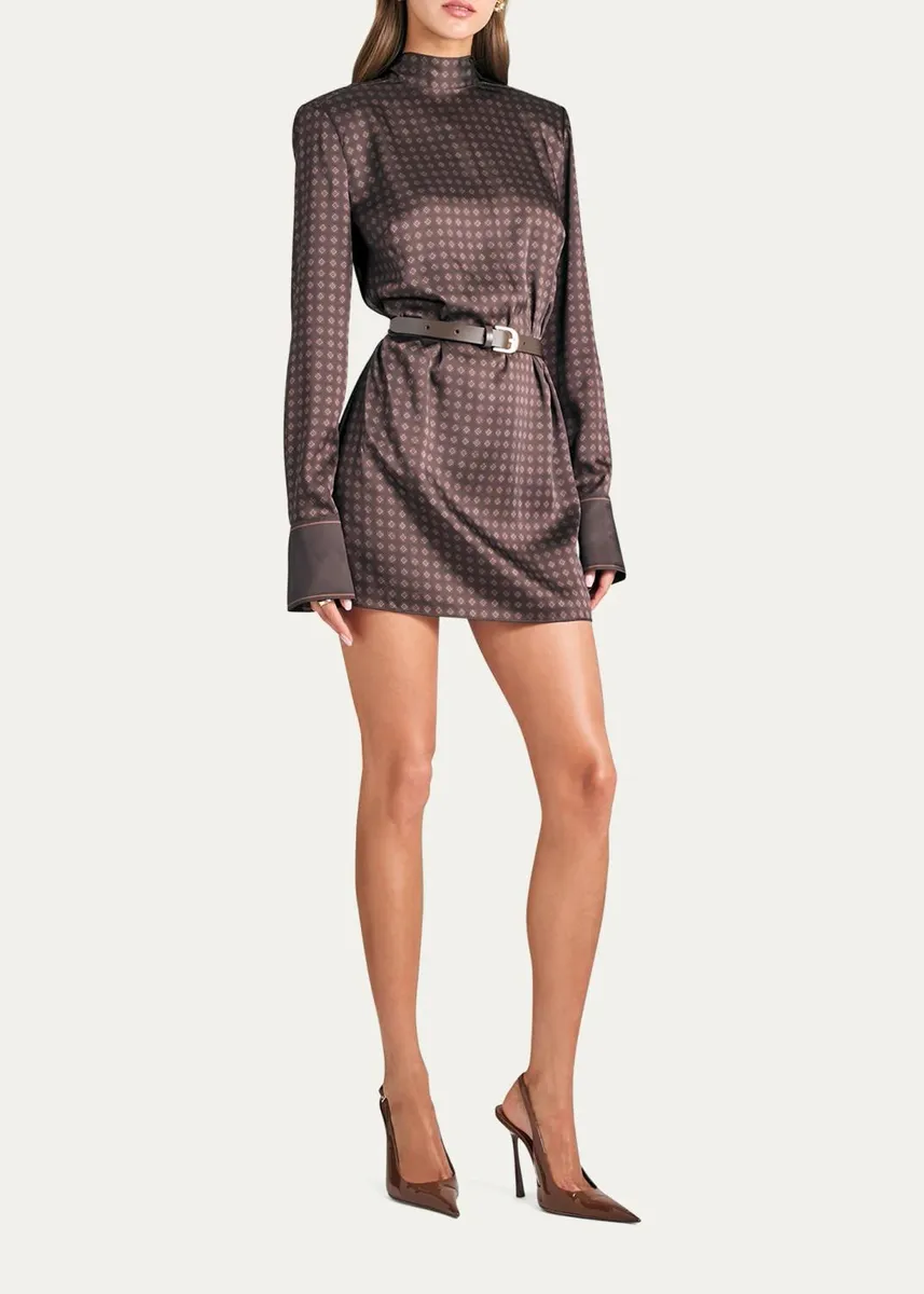 SEROYA Angrea Satin High-Neck Mini Dress | Thumbnail 4 SEROYA Angrea Satin High-Neck Mini Dress | Thumbnail 4