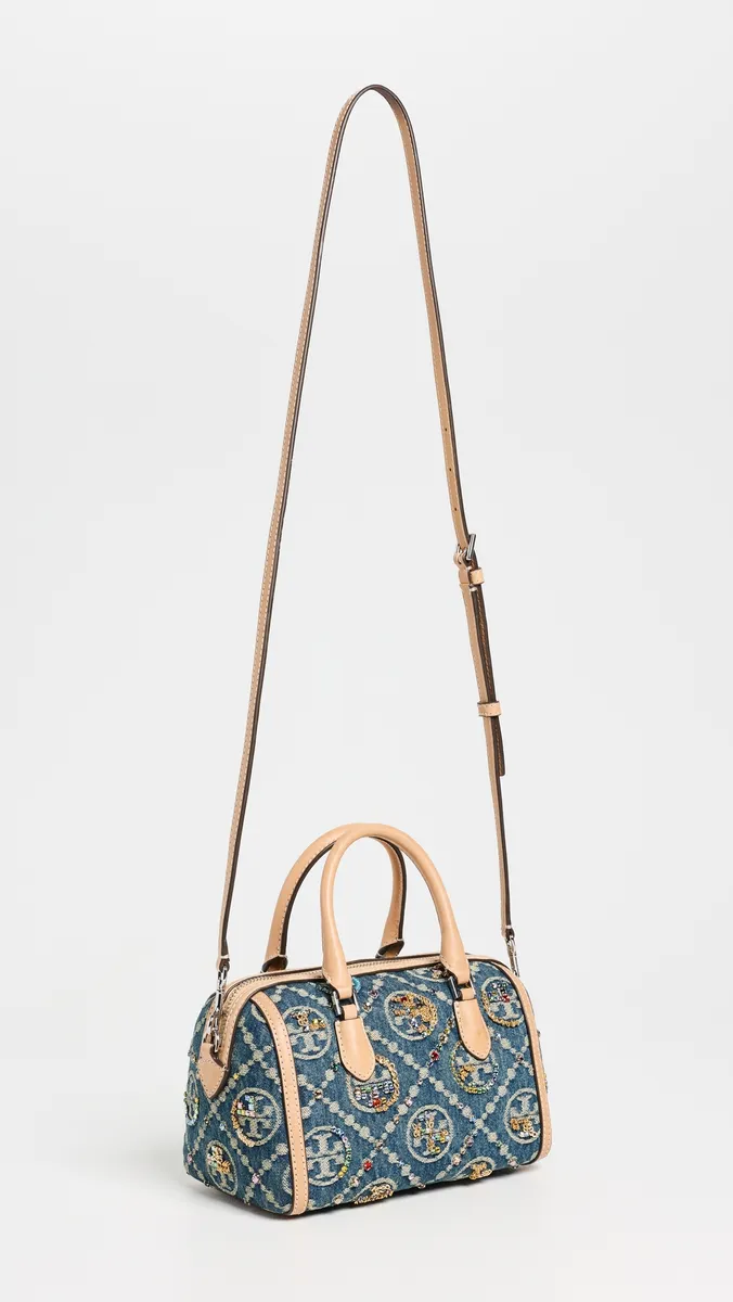 Tory Burch T Monogram Denim Embellished Petite Pouchette | Thumbnail 4 Tory Burch T Monogram Denim Embellished Petite Pouchette | Thumbnail 4