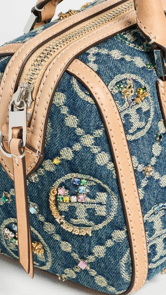 Tory Burch T Monogram Denim Embellished Petite Pouchette | Thumbnail 5 Tory Burch T Monogram Denim Embellished Petite Pouchette | Thumbnail 5