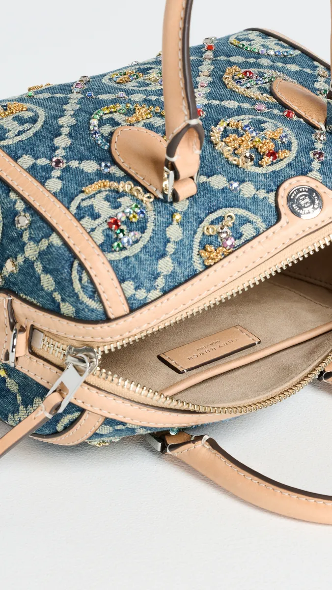 Tory Burch T Monogram Denim Embellished Petite Pouchette | Thumbnail 6 Tory Burch T Monogram Denim Embellished Petite Pouchette | Thumbnail 6