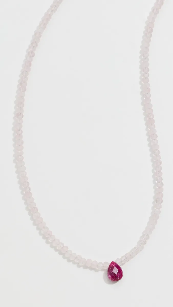 JIA JIA Rose Quartz with Ruby Raindrop necklace | Thumbnail 2 JIA JIA Rose Quartz with Ruby Raindrop necklace | Thumbnail 2