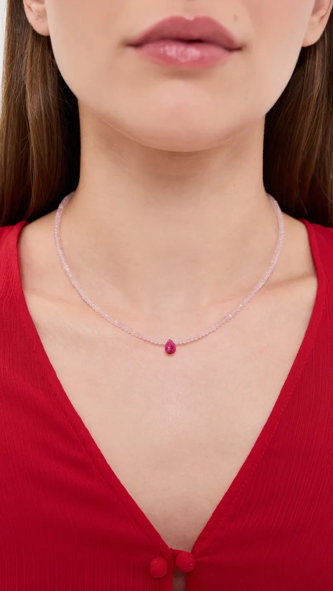 JIA JIA Rose Quartz with Ruby Raindrop necklace | Thumbnail 3 JIA JIA Rose Quartz with Ruby Raindrop necklace | Thumbnail 3