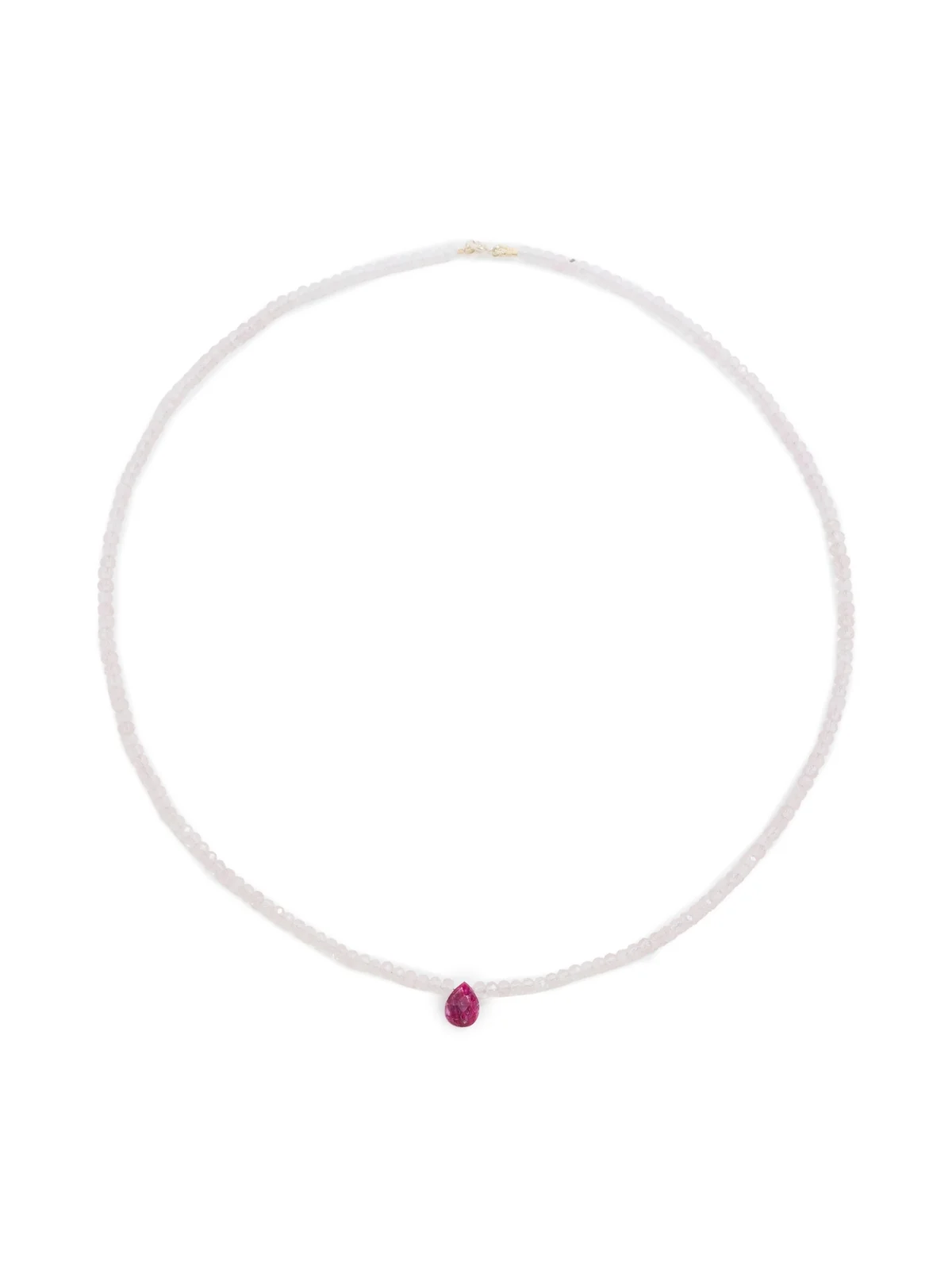 JIA JIA Rose Quartz with Ruby Raindrop necklace