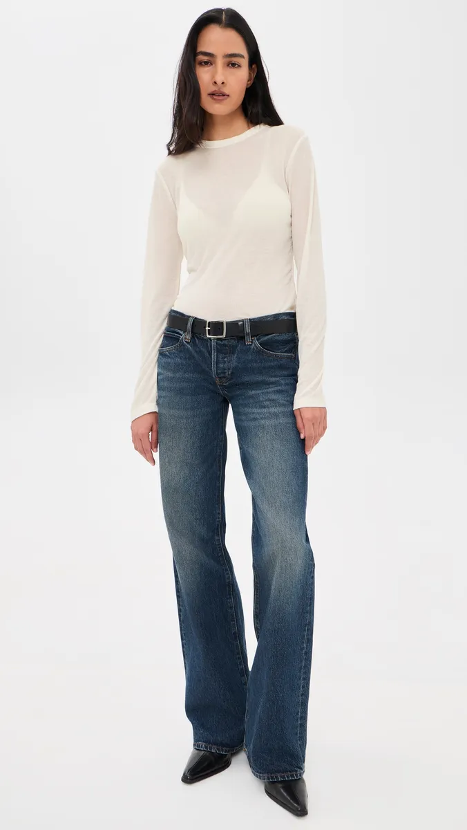 GOOD AMERICAN The Sheer Rib Long Sleeve Top | Thumbnail 5