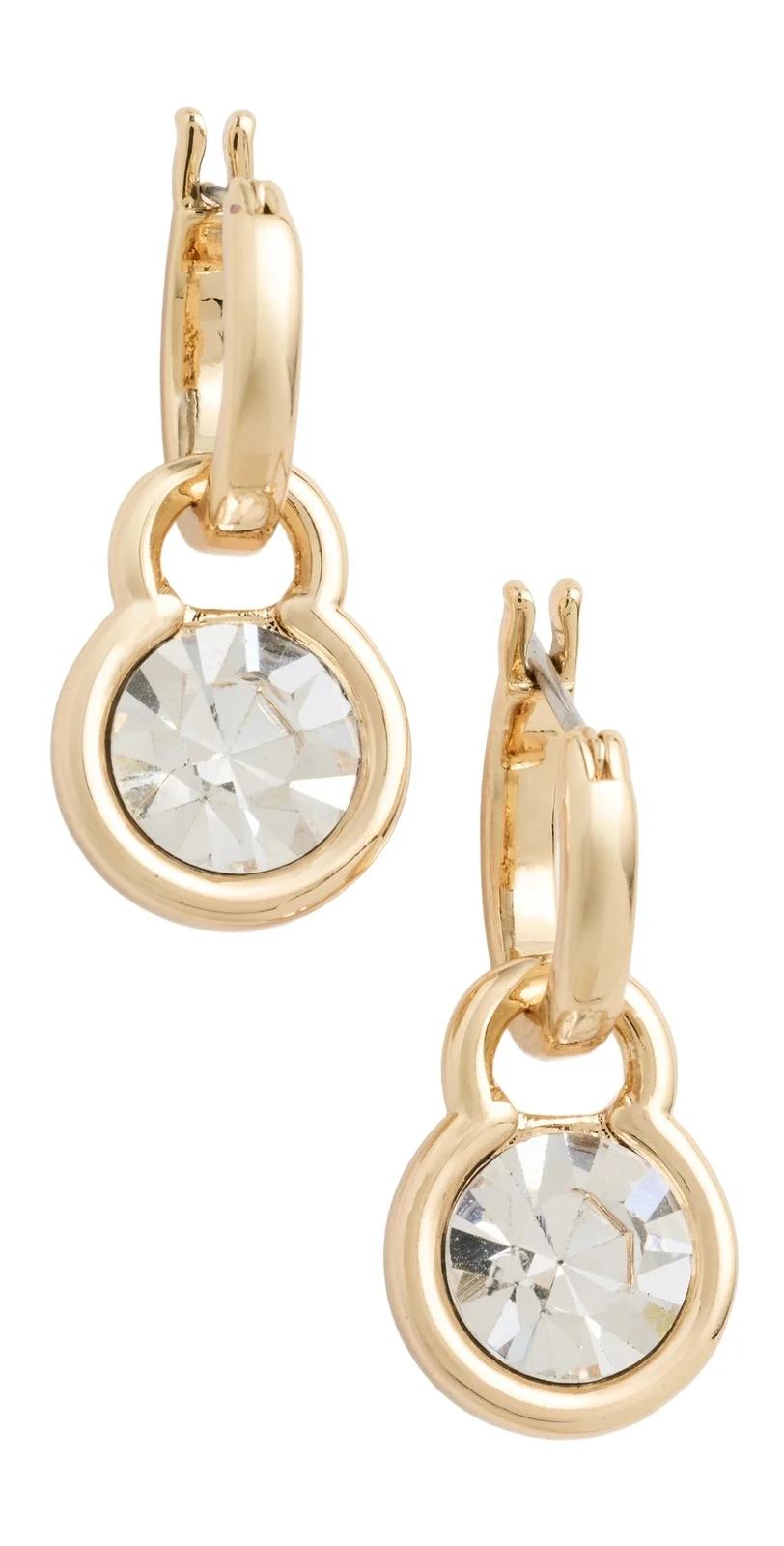 By Adina Eden Cubic Zirconia Round Bezel Drop Huggie Earrings