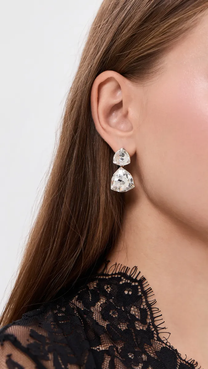 By Adina Eden Clear Crystal Drop Earrings | Thumbnail 3 By Adina Eden Clear Crystal Drop Earrings | Thumbnail 3