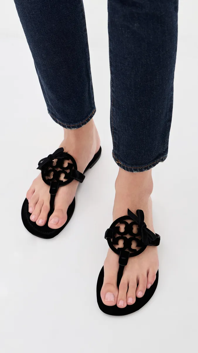 Tory Burch Miller Bow Velvet Sandals | Thumbnail 3 Tory Burch Miller Bow Velvet Sandals | Thumbnail 3