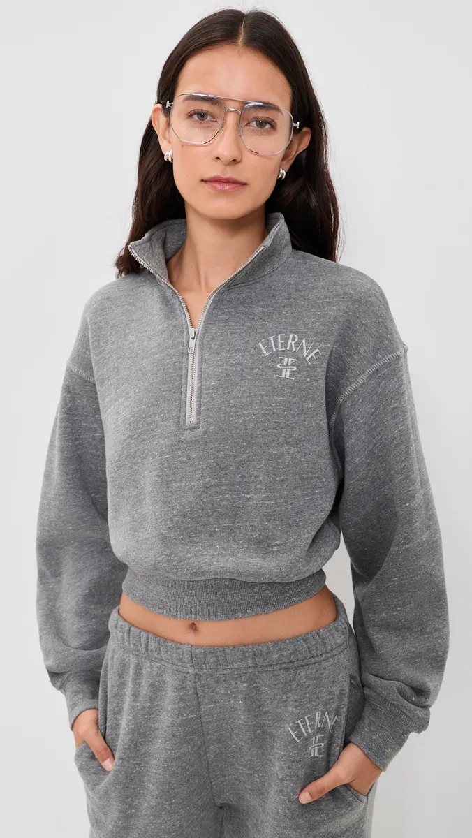ÉTERNE Cropped Half-Zip Sweatshirt | Thumbnail 2