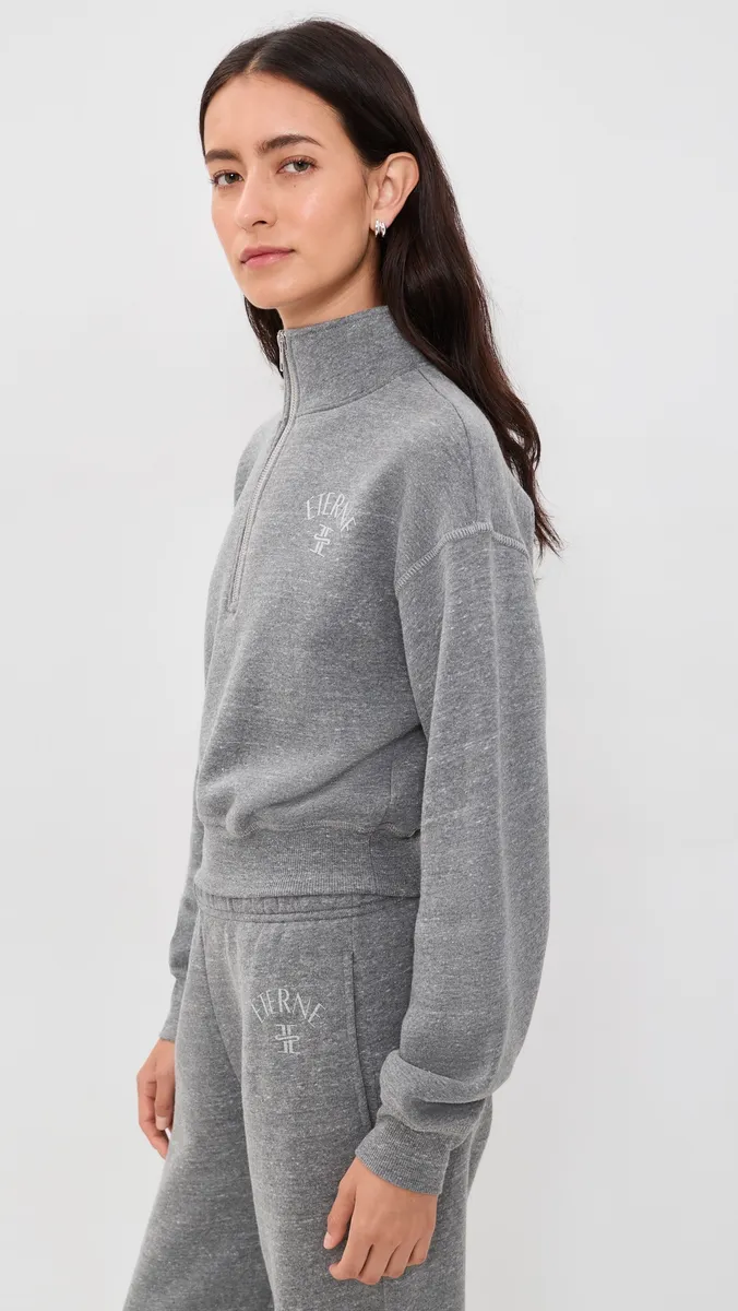 ÉTERNE Cropped Half-Zip Sweatshirt | Thumbnail 4