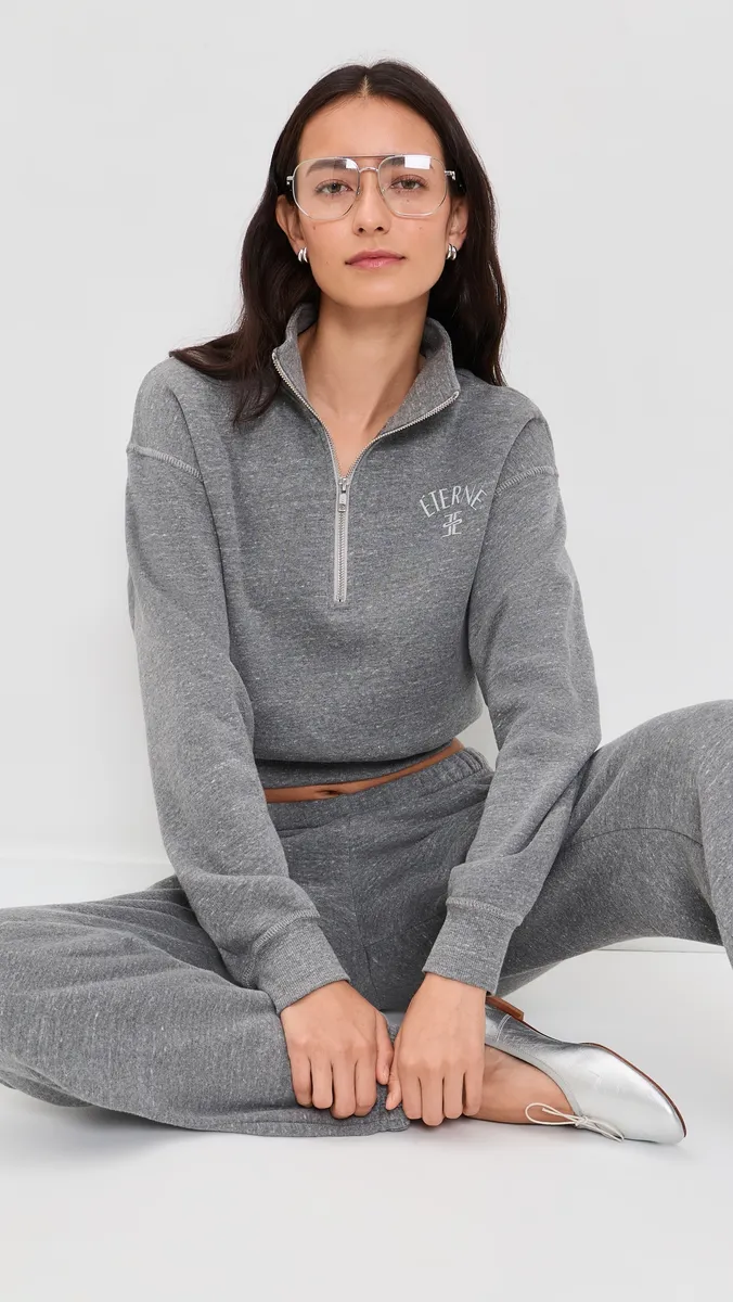 ÉTERNE Cropped Half-Zip Sweatshirt | Thumbnail 5