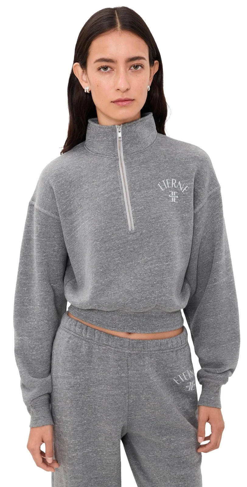 ÉTERNE Cropped Half-Zip Sweatshirt