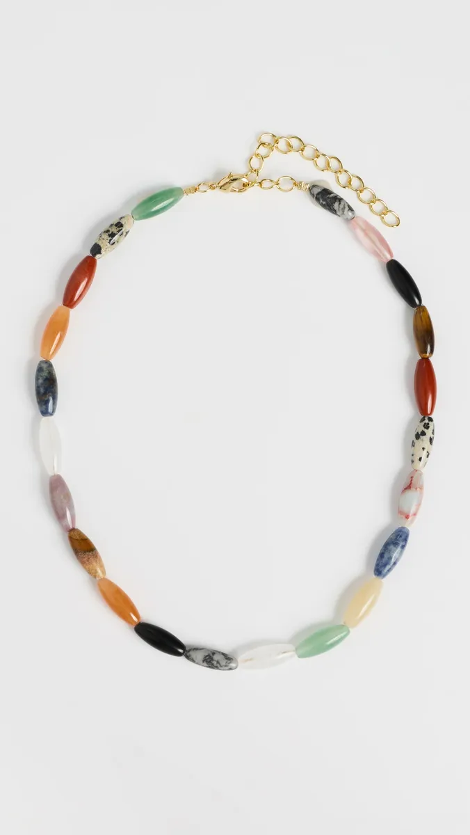By Adina Eden Multicolor Oval Rice Beaded Necklace | Thumbnail 2 By Adina Eden Multicolor Oval Rice Beaded Necklace | Thumbnail 2