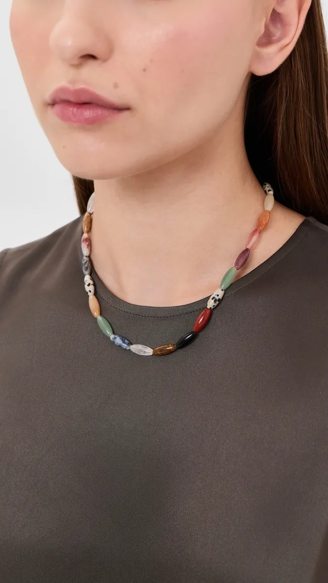 By Adina Eden Multicolor Oval Rice Beaded Necklace | Thumbnail 3 By Adina Eden Multicolor Oval Rice Beaded Necklace | Thumbnail 3